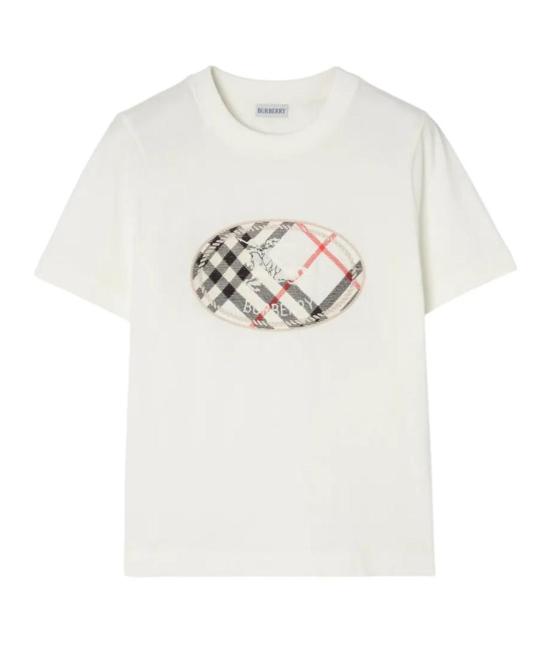 BURBERRY Белая хлопковая футболка, фото 2