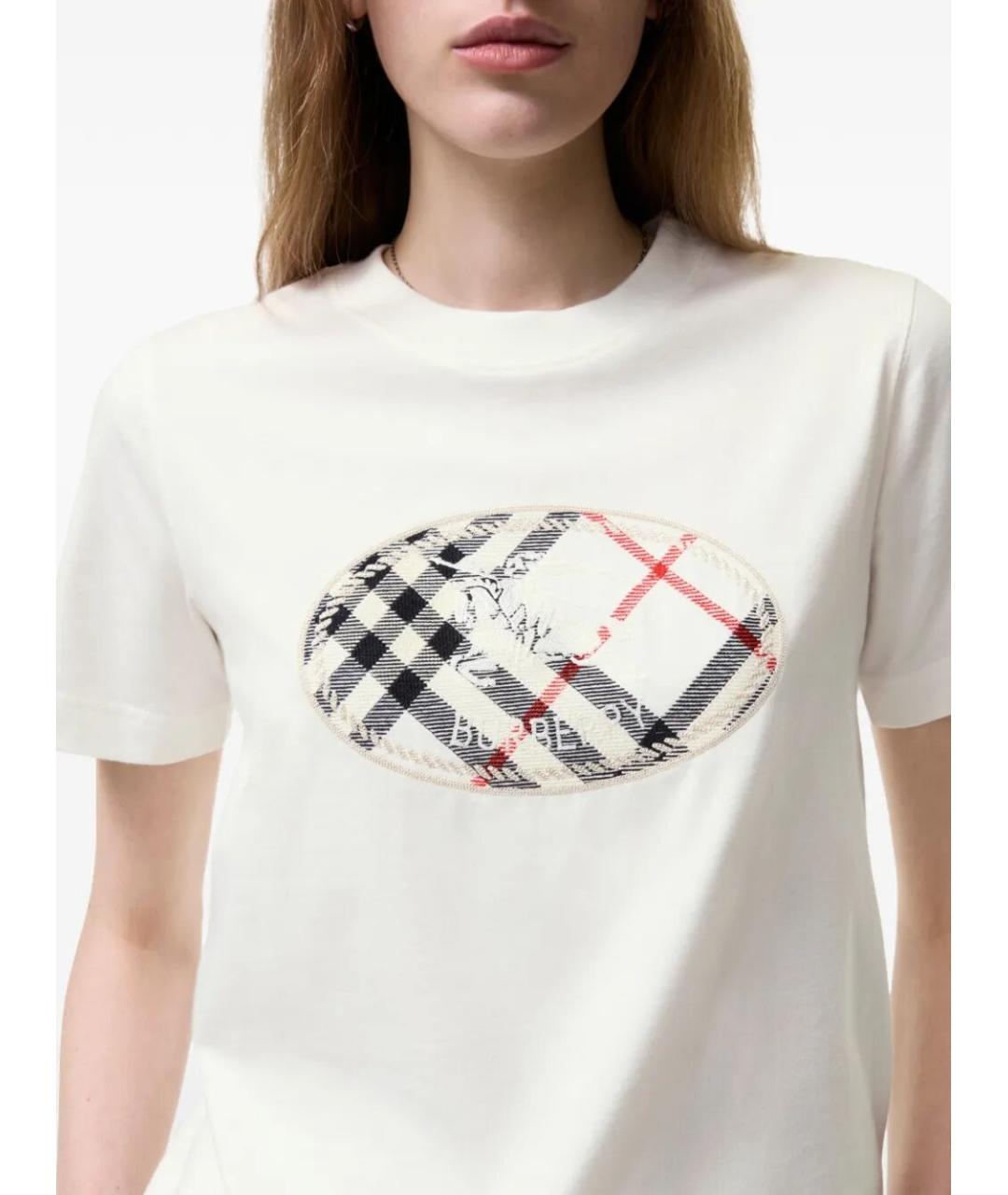 BURBERRY Белая хлопковая футболка, фото 4