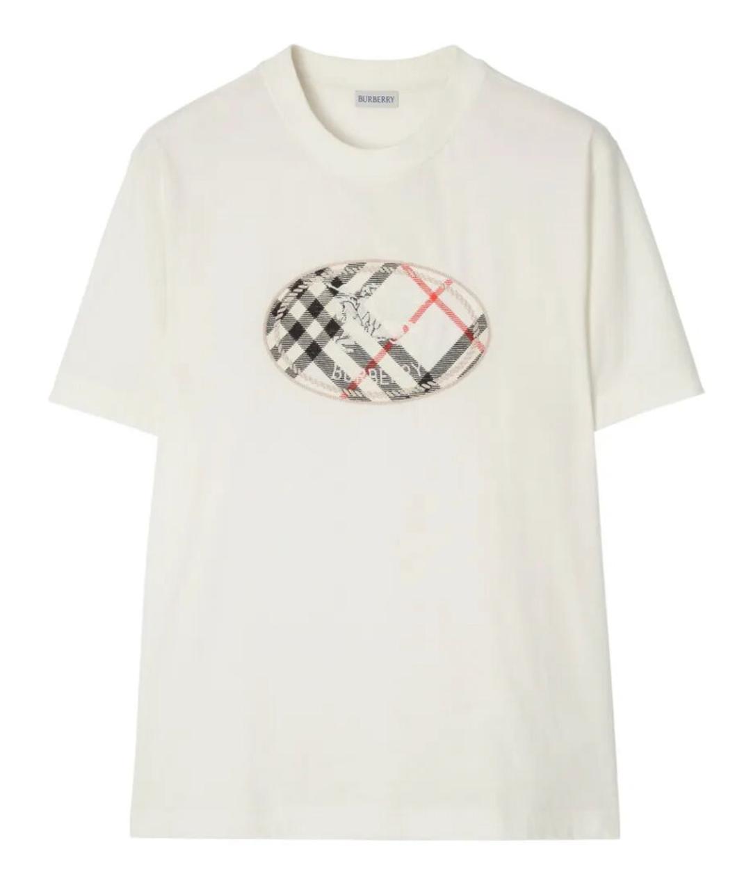 BURBERRY Белая хлопковая футболка, фото 1