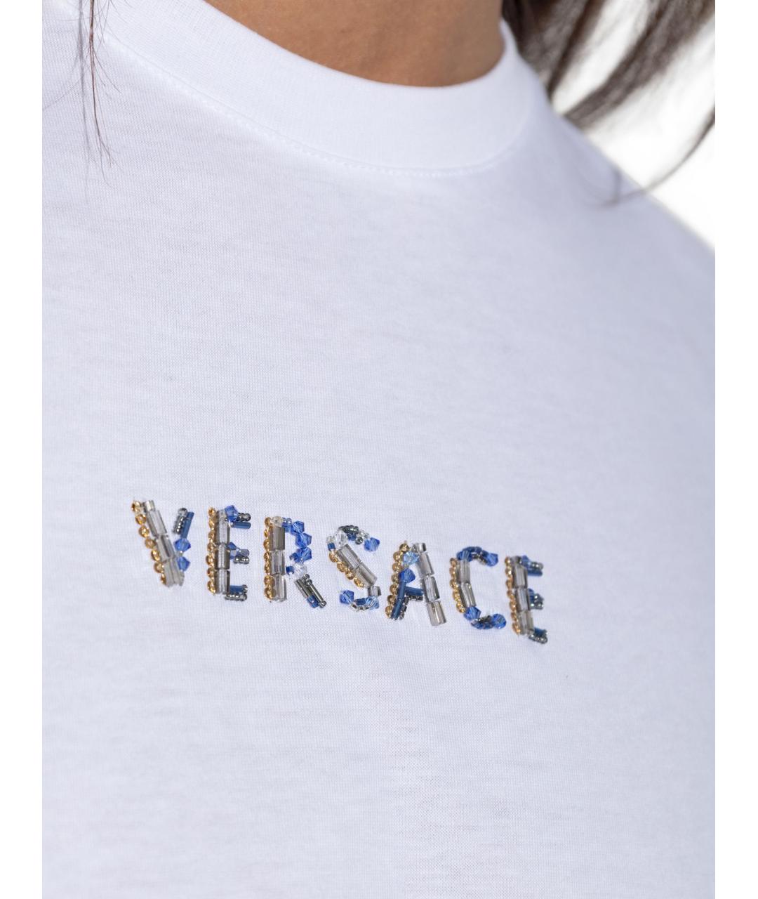VERSACE Белая хлопковая футболка, фото 5