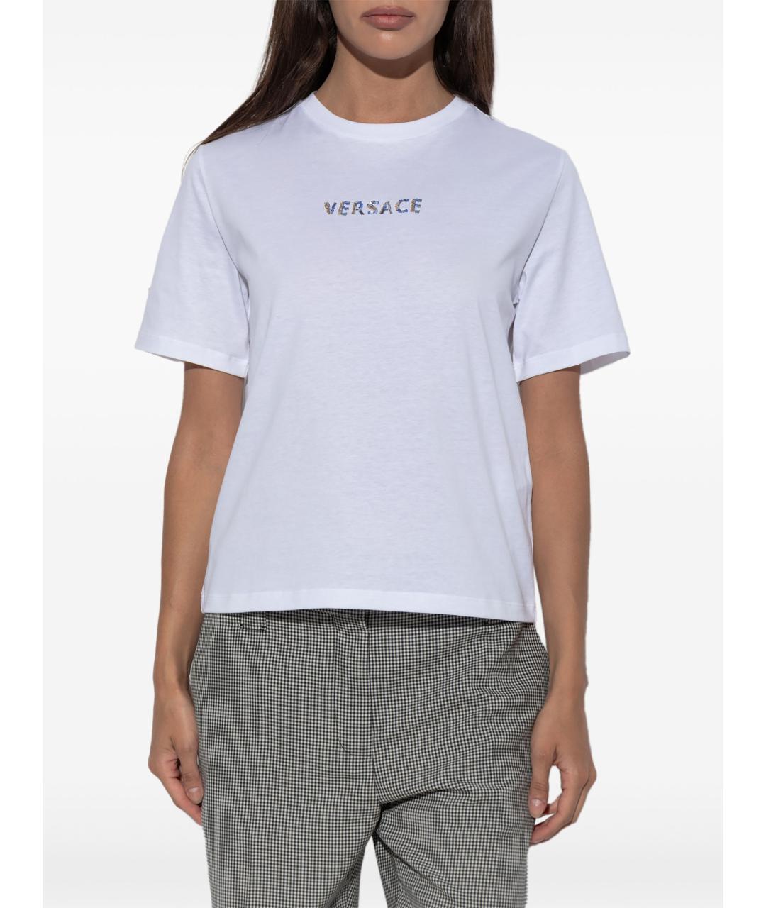VERSACE Белая хлопковая футболка, фото 4
