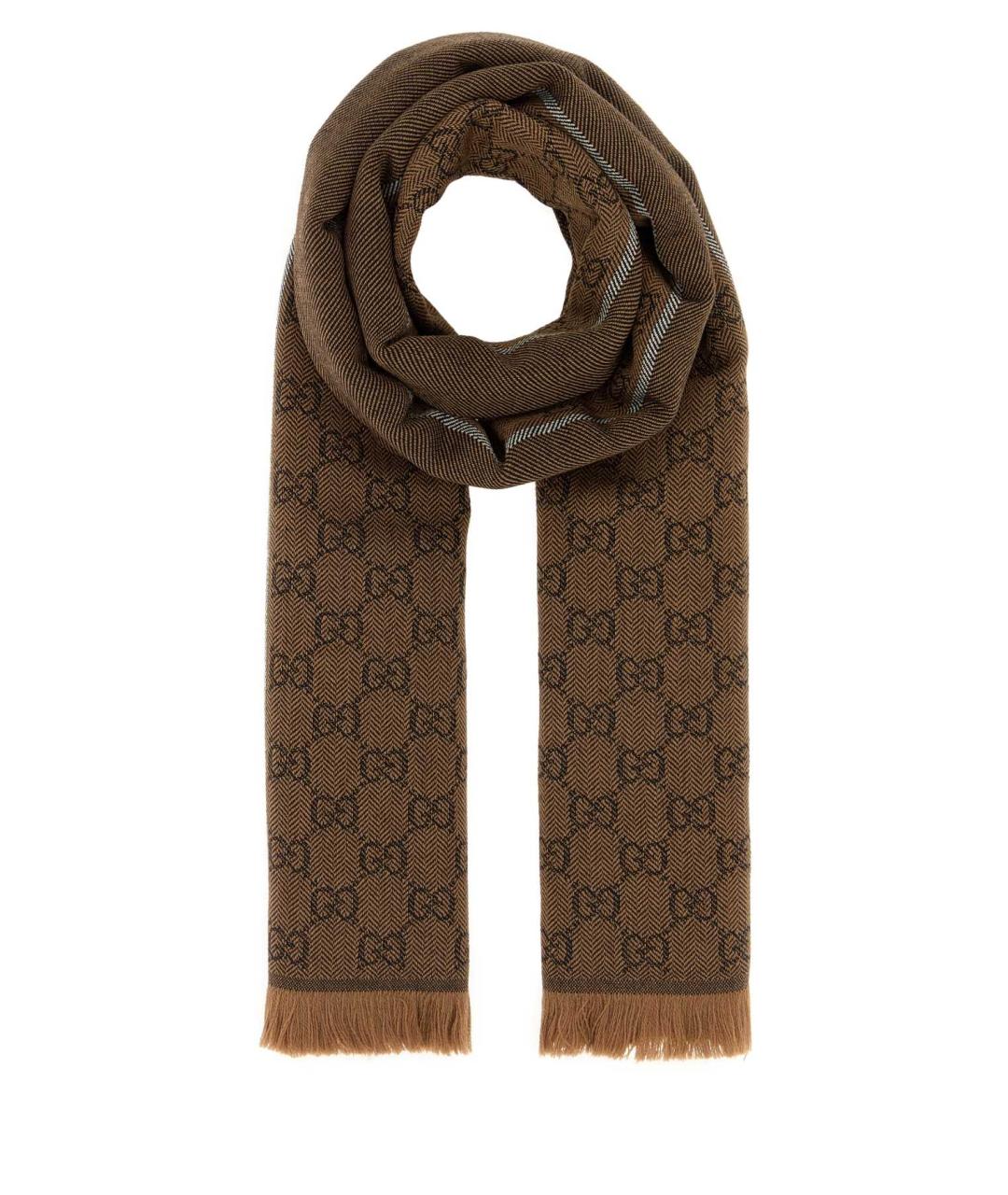 GUCCI Бежевый шерстяной шарф, фото 3