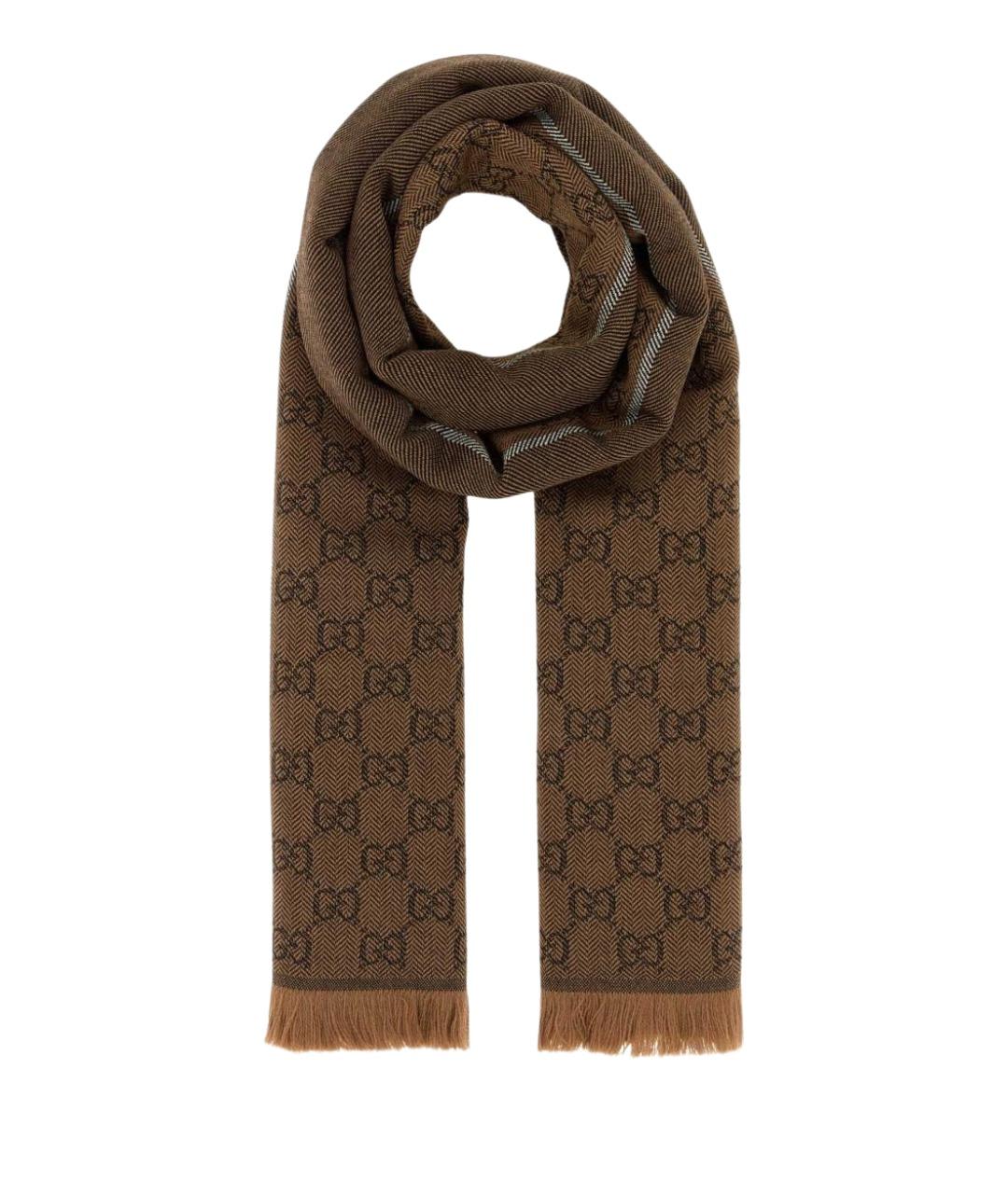 GUCCI Бежевый шерстяной шарф, фото 1