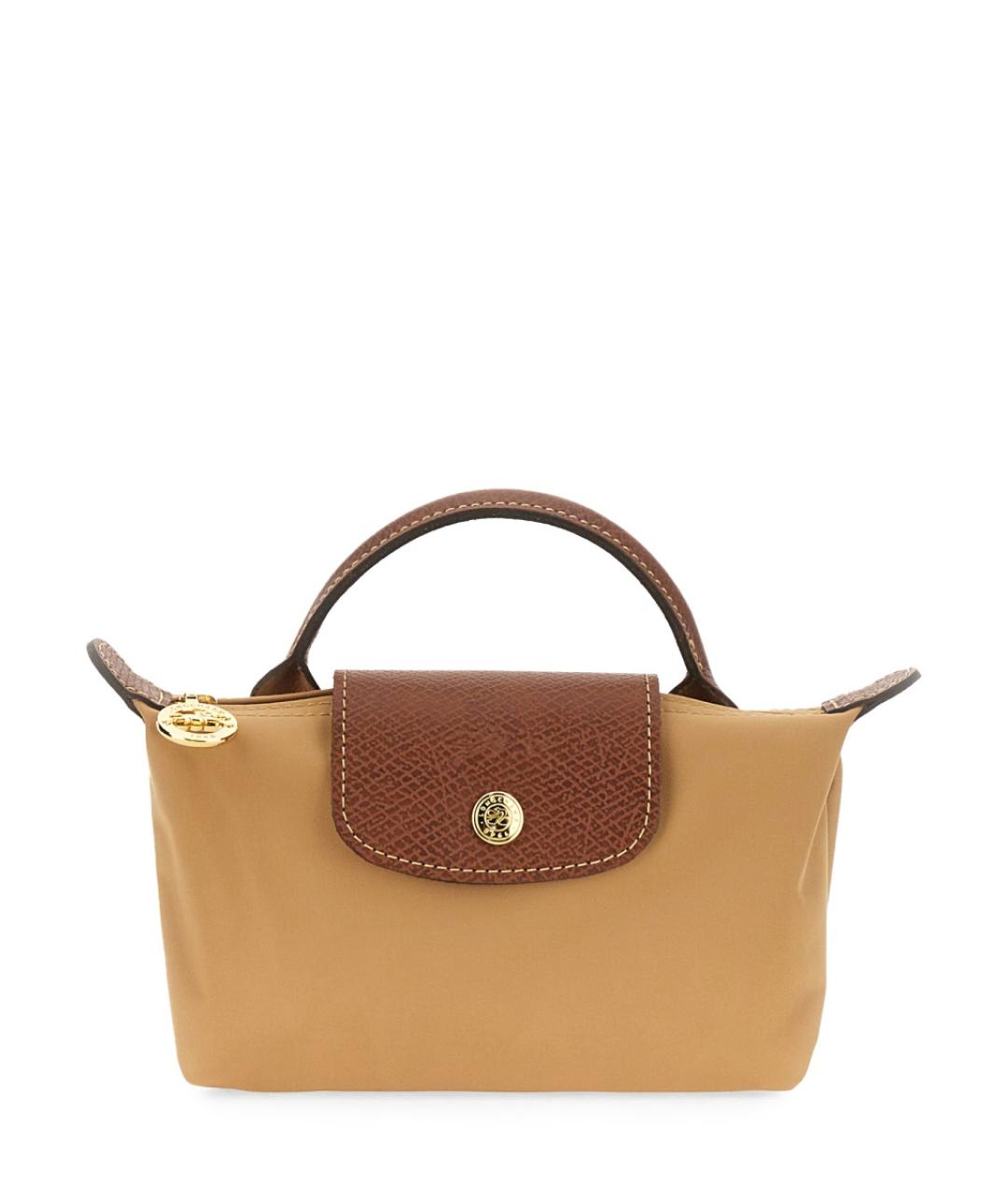 LONGCHAMP Бежевая синтетическая сумка с короткими ручками, фото 1