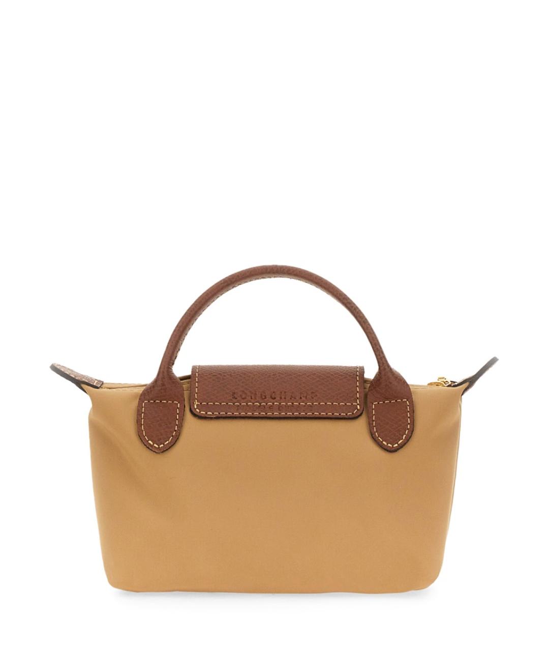 LONGCHAMP Бежевая синтетическая сумка с короткими ручками, фото 2