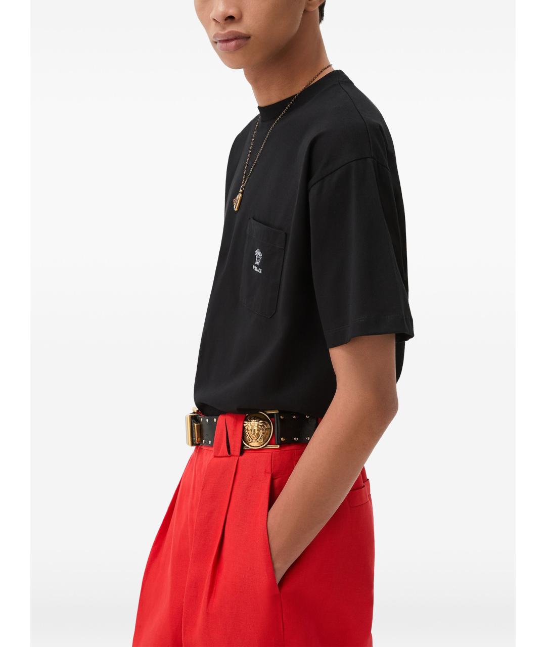 VERSACE Черная хлопковая футболка, фото 3