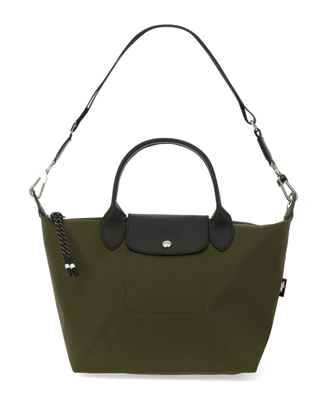 LONGCHAMP Зеленая синтетическая сумка с короткими ручками, фото 2