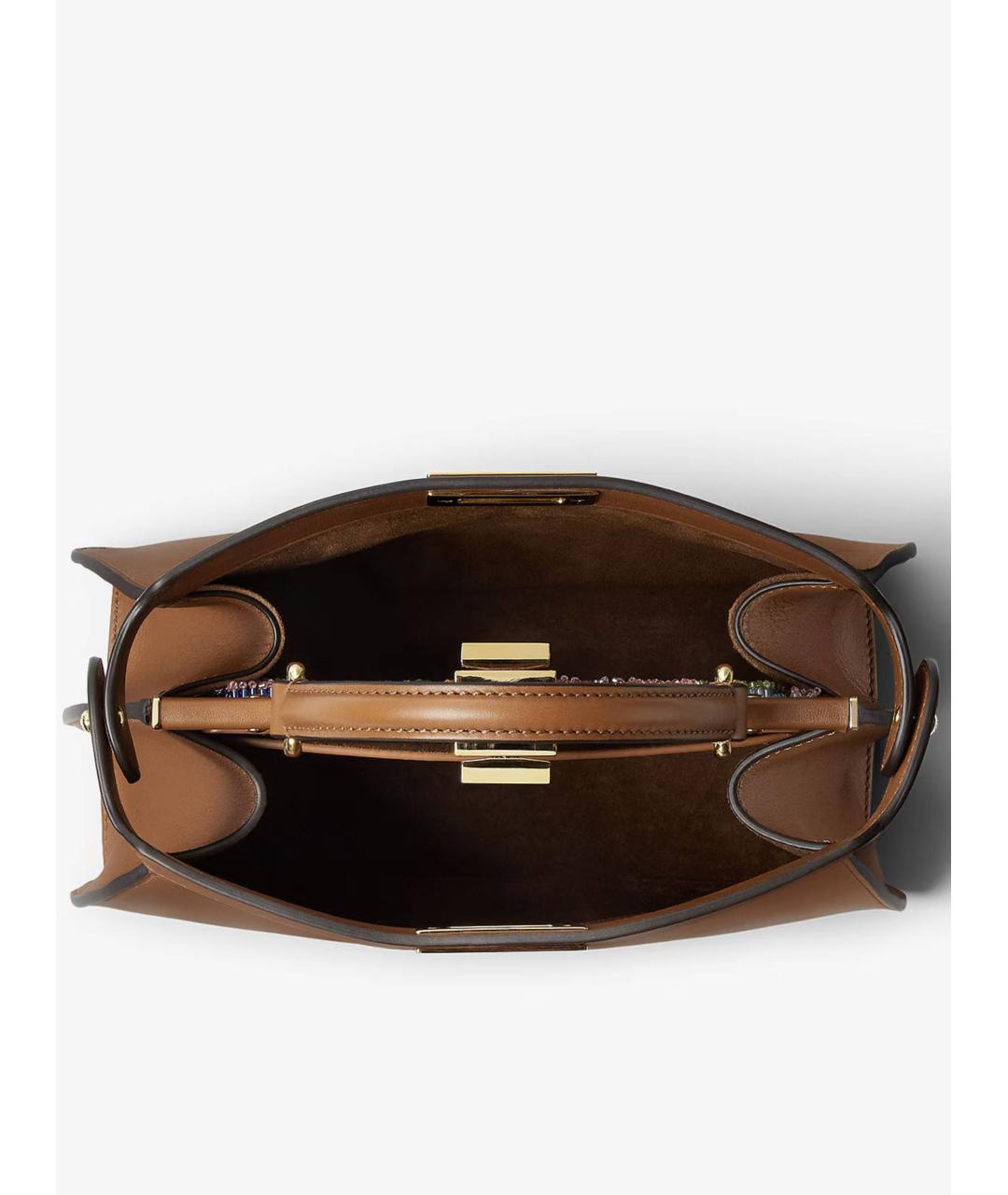 FENDI Коричневая кожаная сумка тоут, фото 5