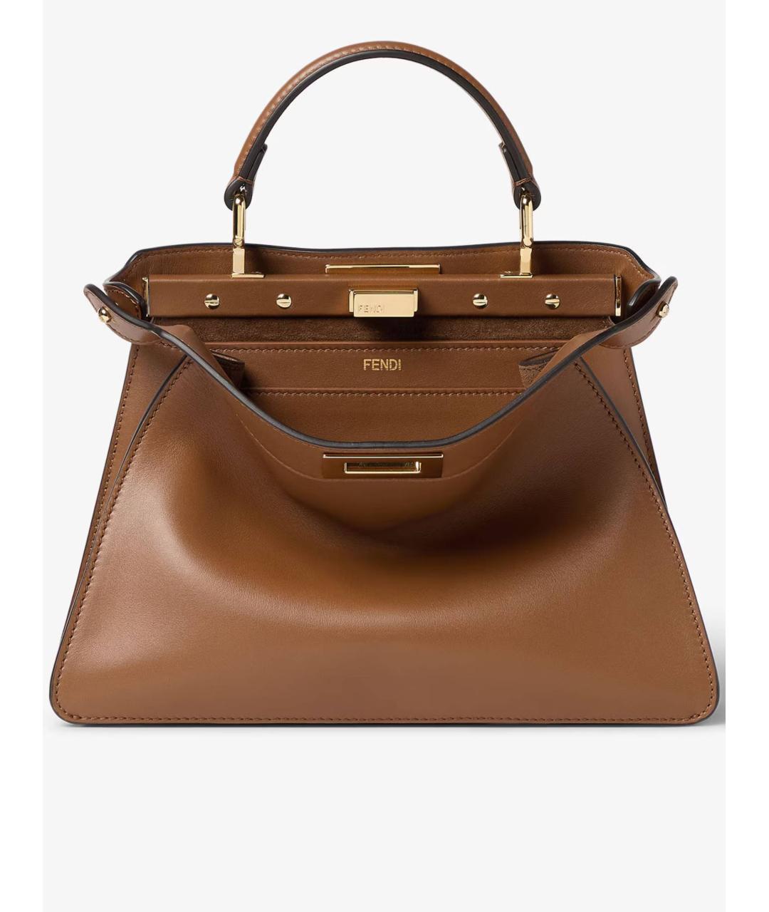 FENDI Коричневая кожаная сумка тоут, фото 2