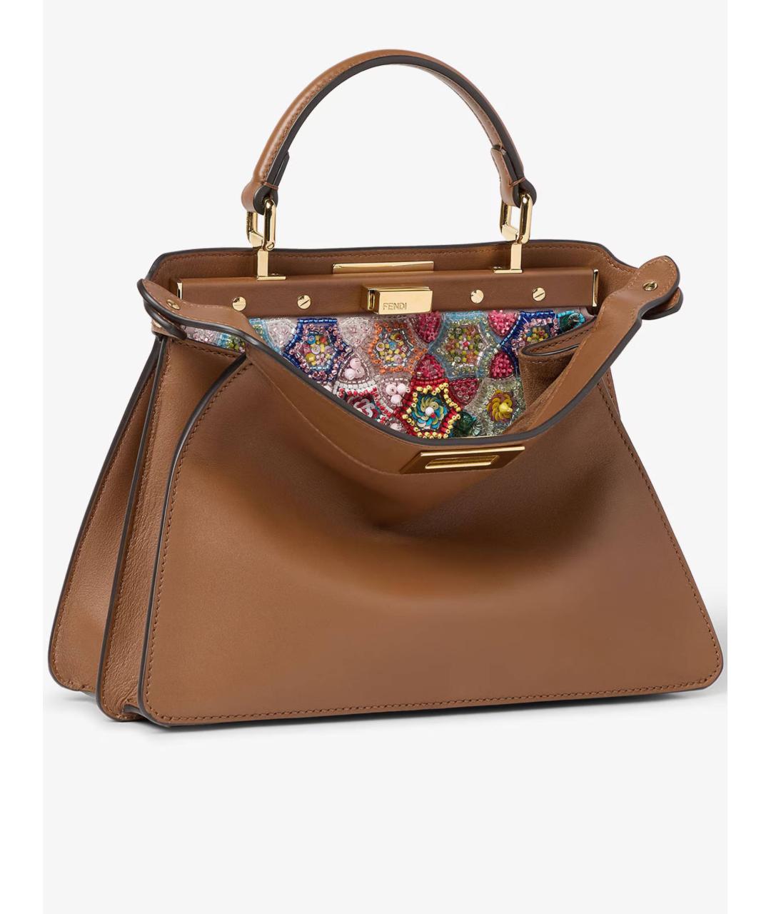FENDI Коричневая кожаная сумка тоут, фото 3