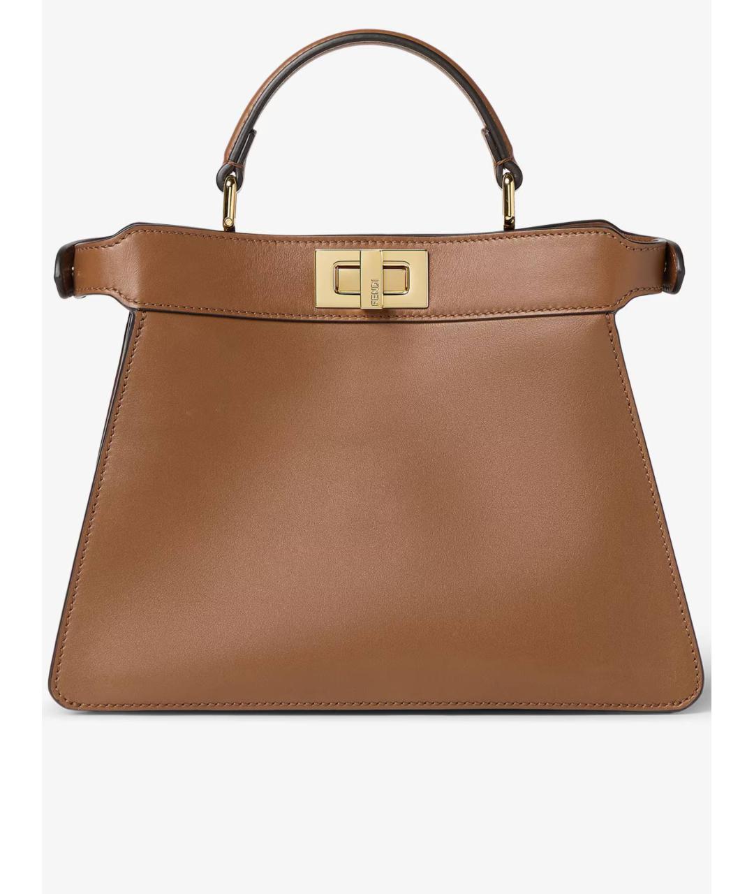 FENDI Коричневая кожаная сумка тоут, фото 4