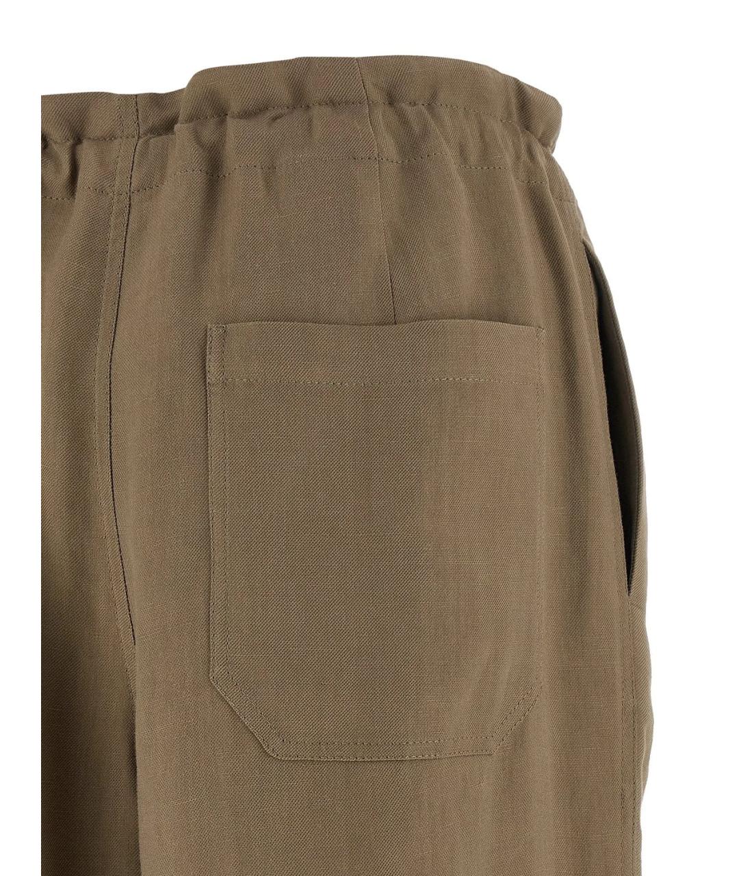 BRUNELLO CUCINELLI Бежевые льняные прямые брюки, фото 4