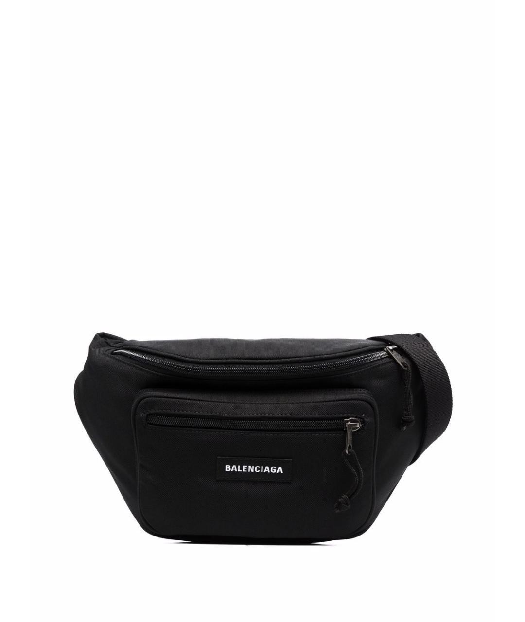 BALENCIAGA Черная синтетическая поясная сумка, фото 1