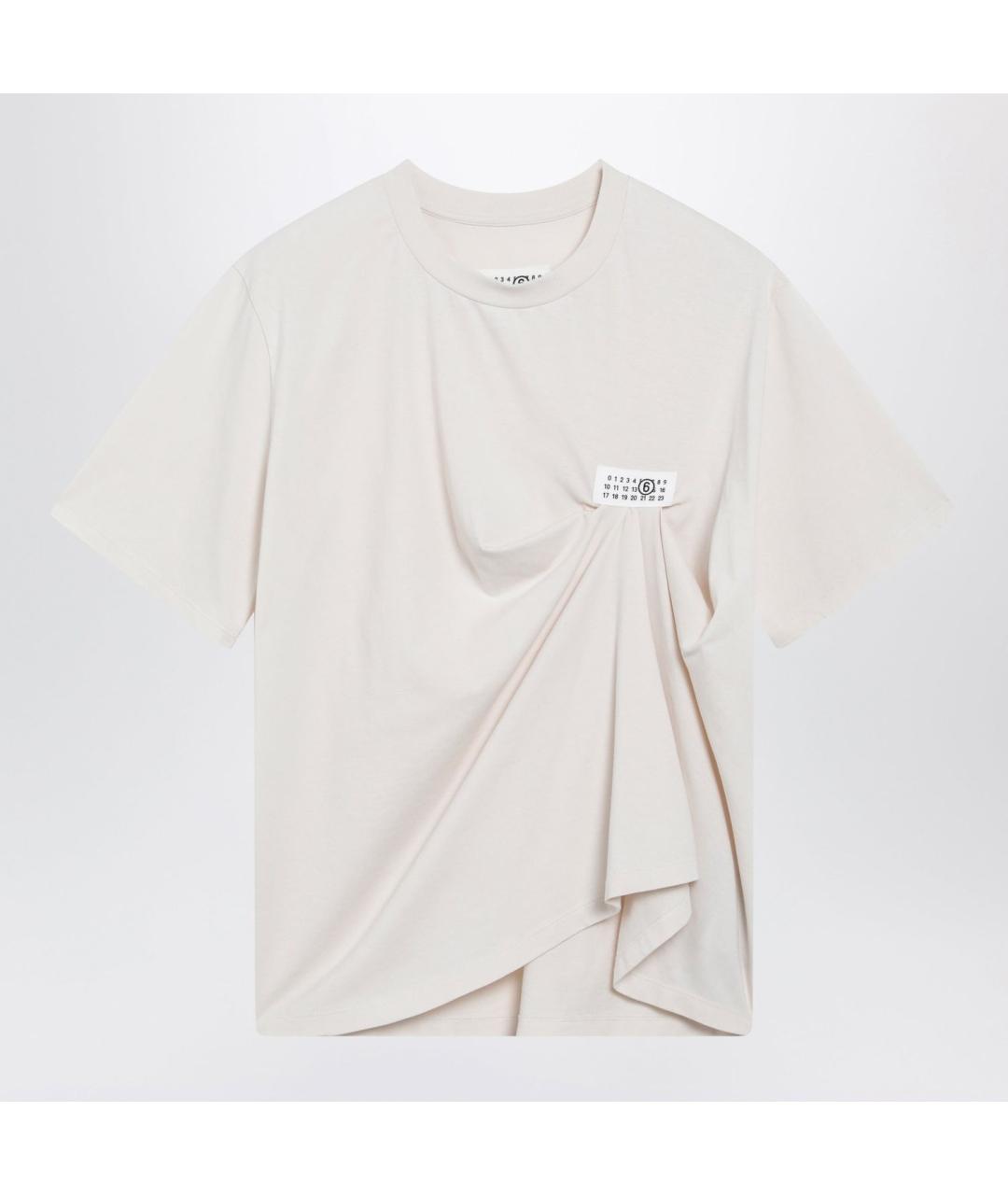 MM6 MAISON MARGIELA Бежевая хлопковая футболка, фото 3