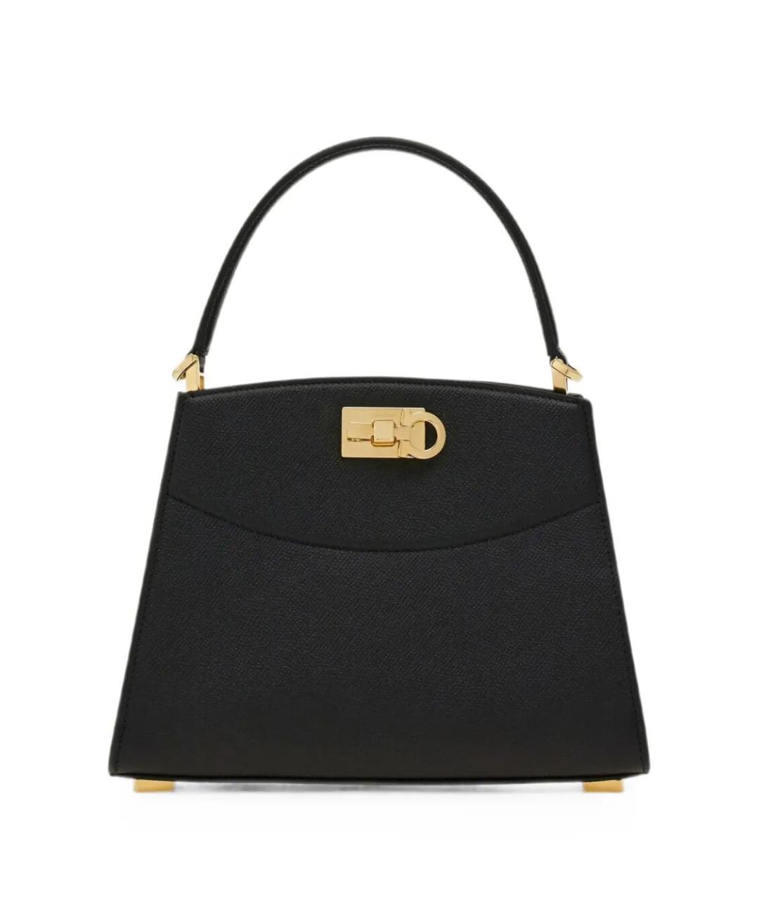 FERRAGAMO Черная кожаная сумка с короткими ручками, фото 3