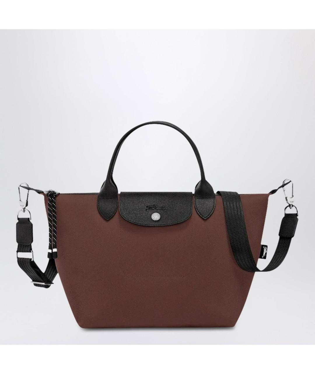 LONGCHAMP Коричневая синтетическая сумка с короткими ручками, фото 3