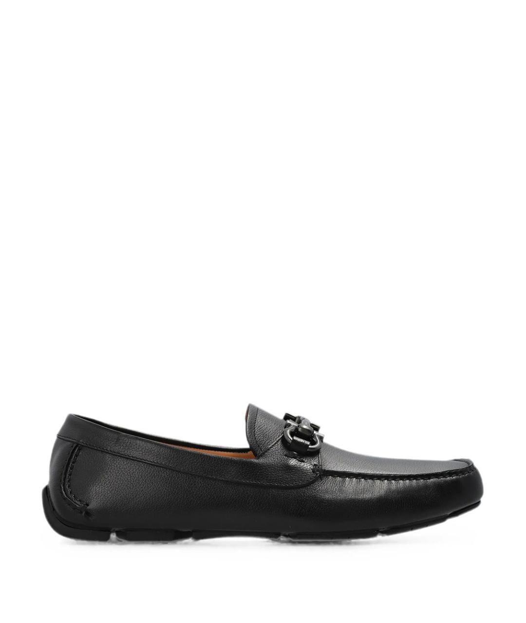 FERRAGAMO Черные кожаные лоферы, фото 1