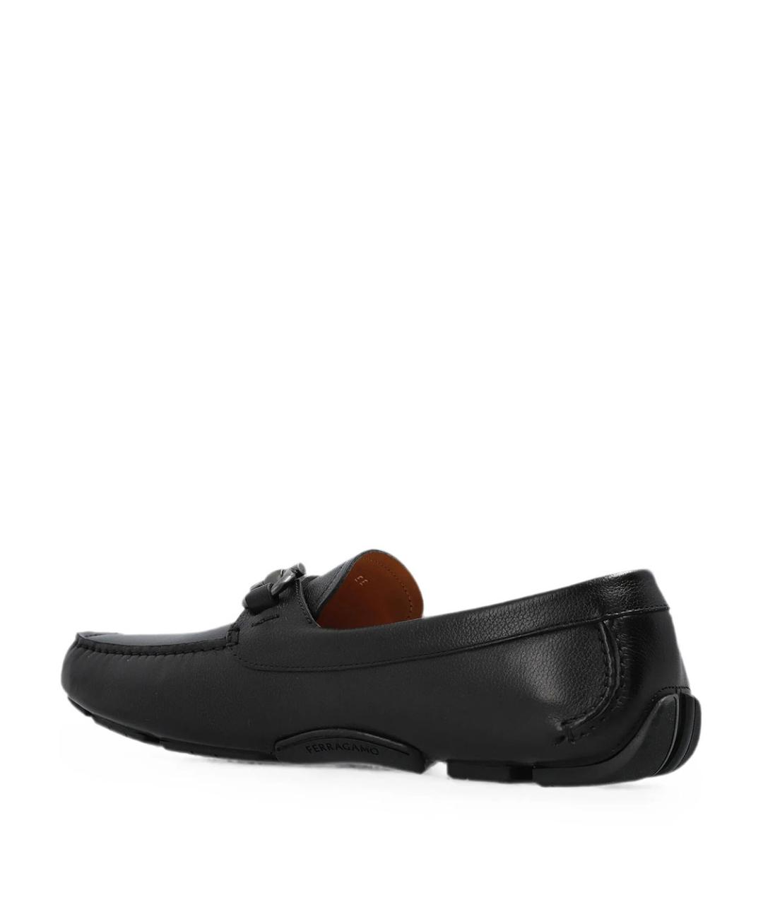 FERRAGAMO Черные кожаные лоферы, фото 4