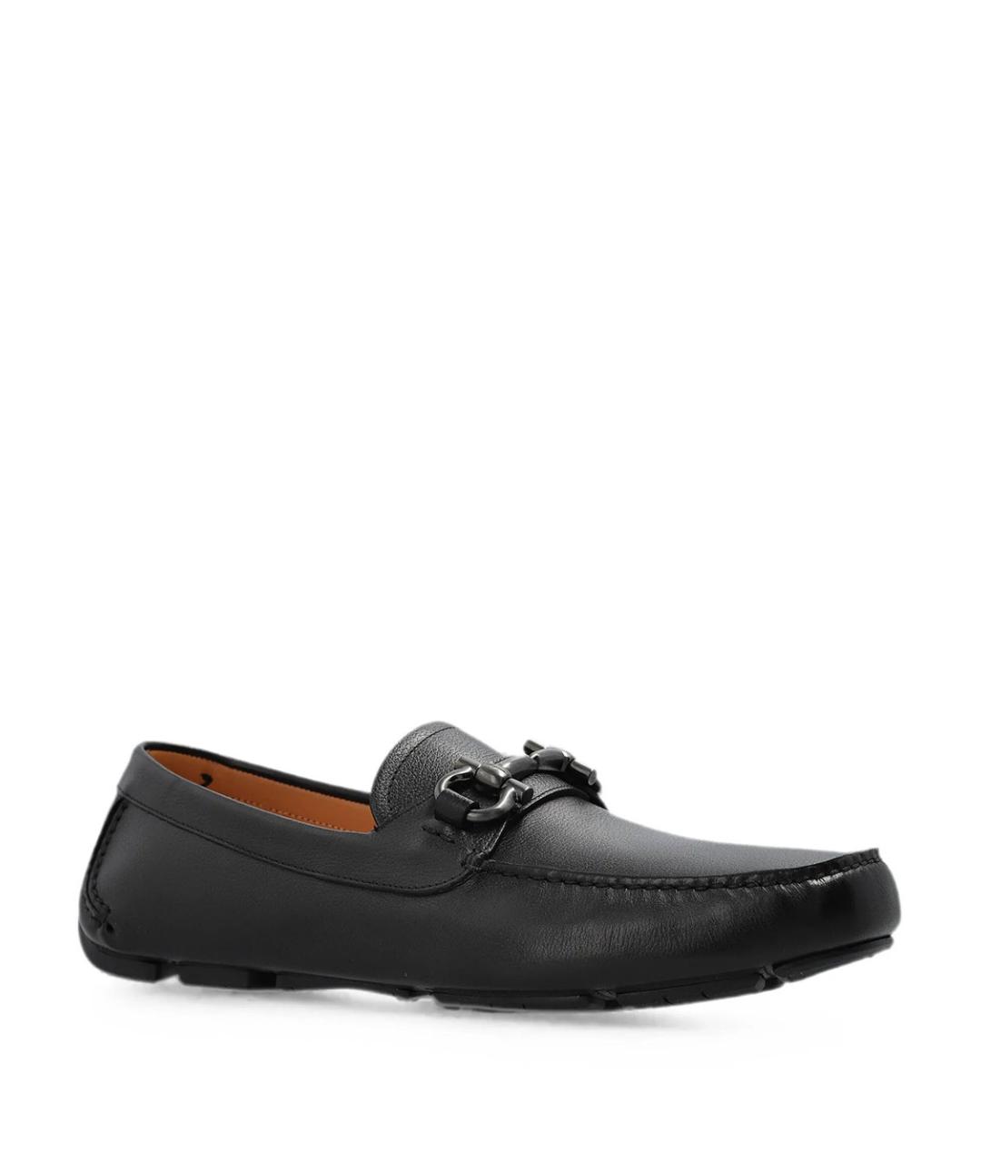 FERRAGAMO Черные кожаные лоферы, фото 3