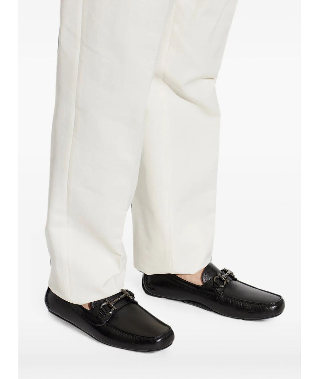 FERRAGAMO Черные кожаные лоферы, фото 2