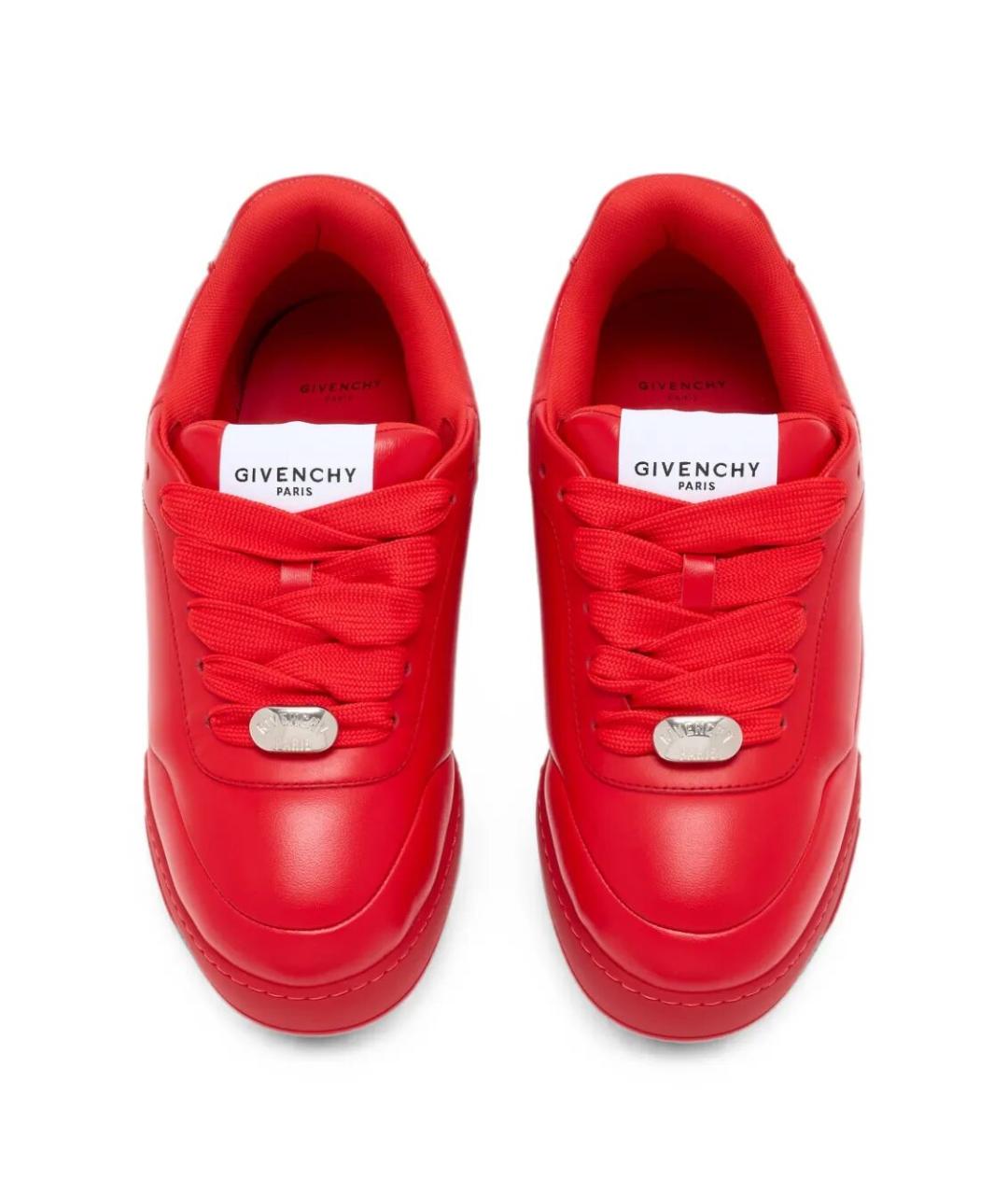GIVENCHY Красные кожаные низкие кроссовки / кеды, фото 3