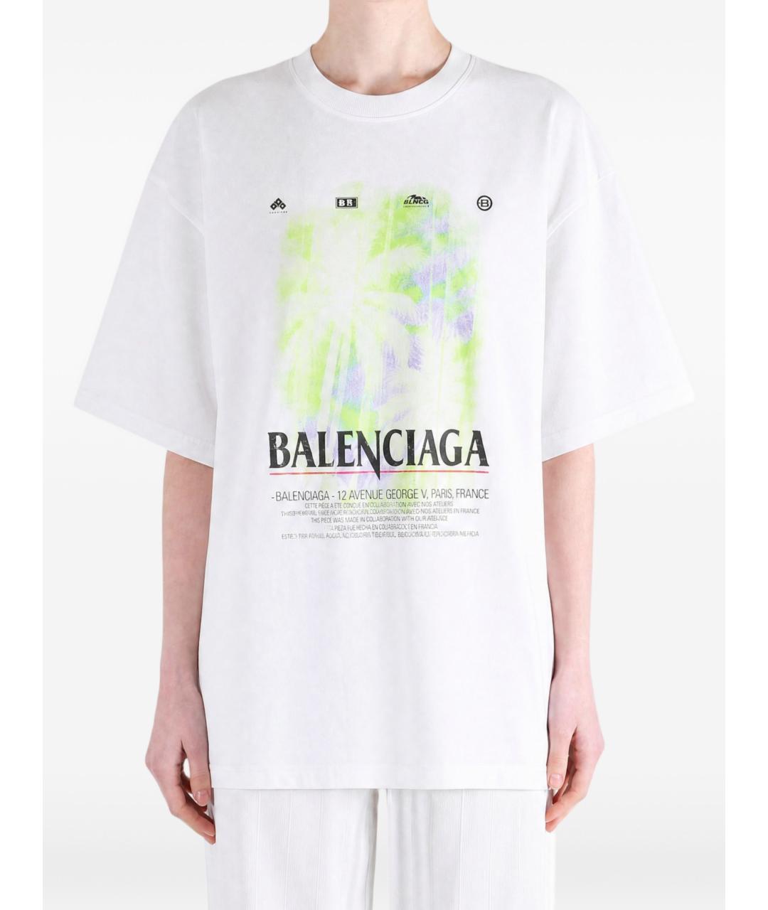 BALENCIAGA Белая хлопковая футболка, фото 3