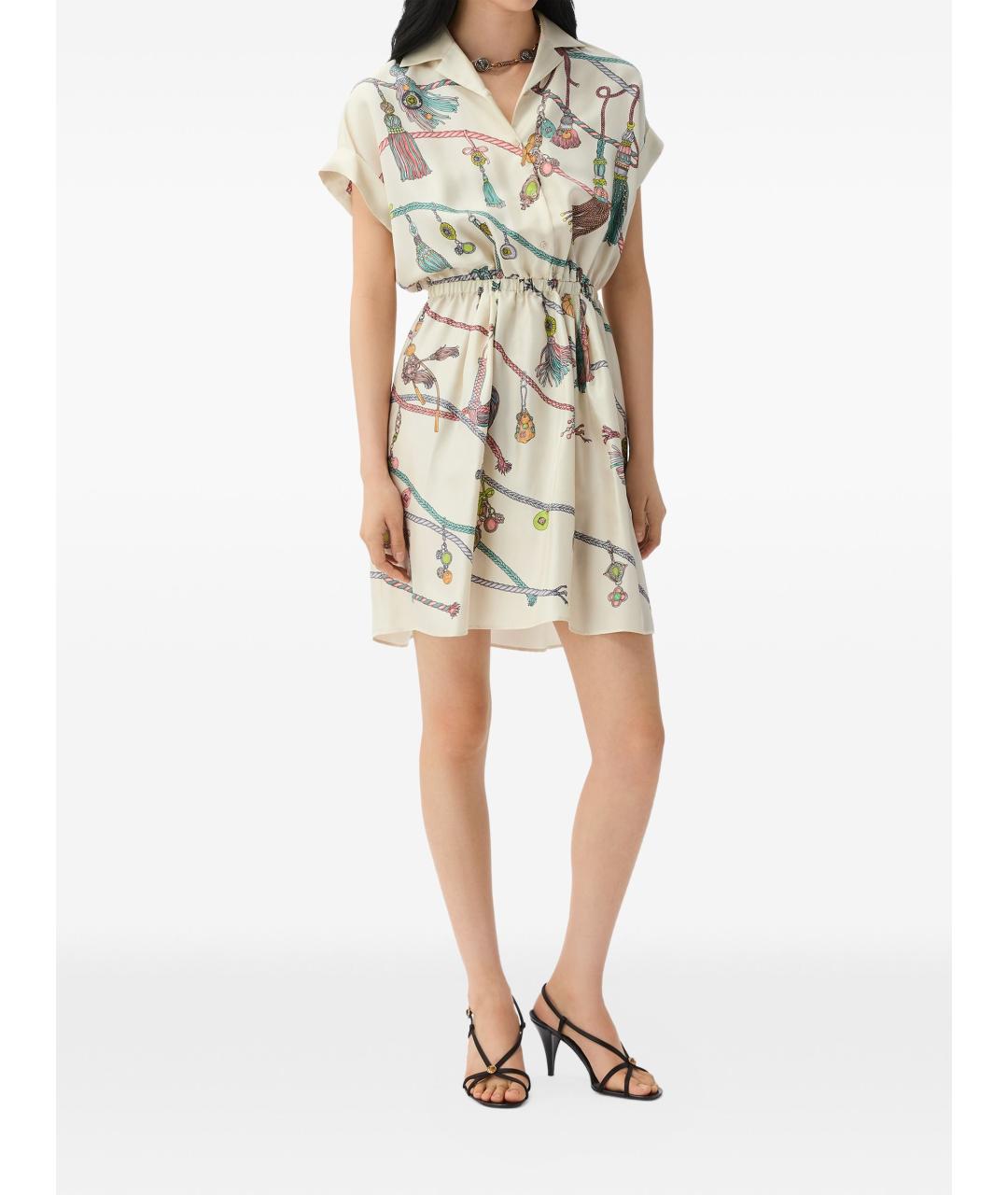 VERSACE Мульти шелковое повседневное платье, фото 3