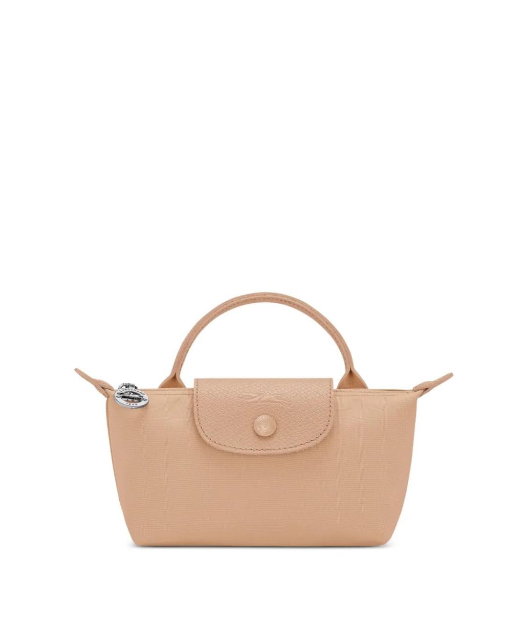 LONGCHAMP Бежевая синтетическая сумка с короткими ручками, фото 3