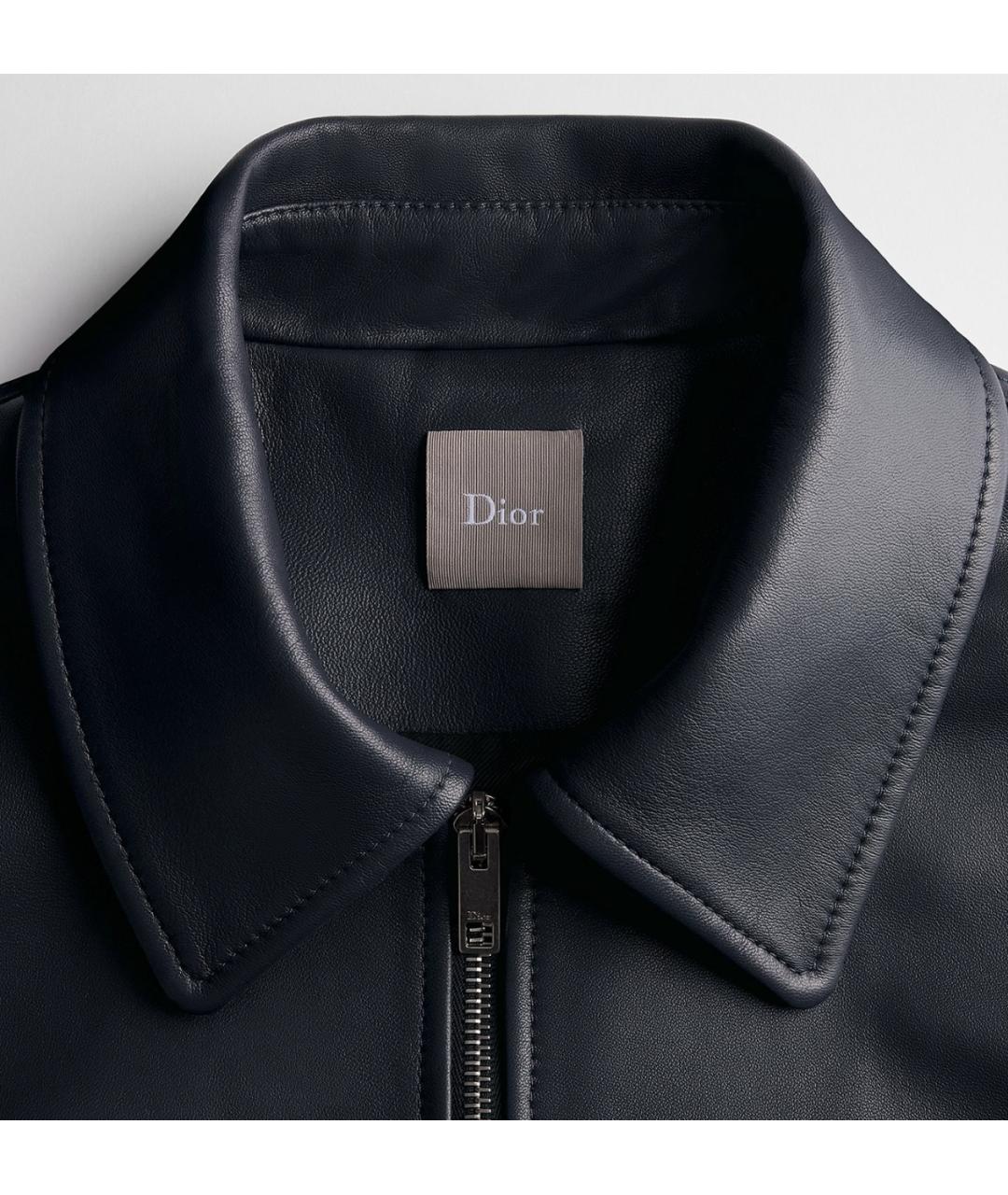 CHRISTIAN DIOR Темно-синяя кожаная куртка, фото 2