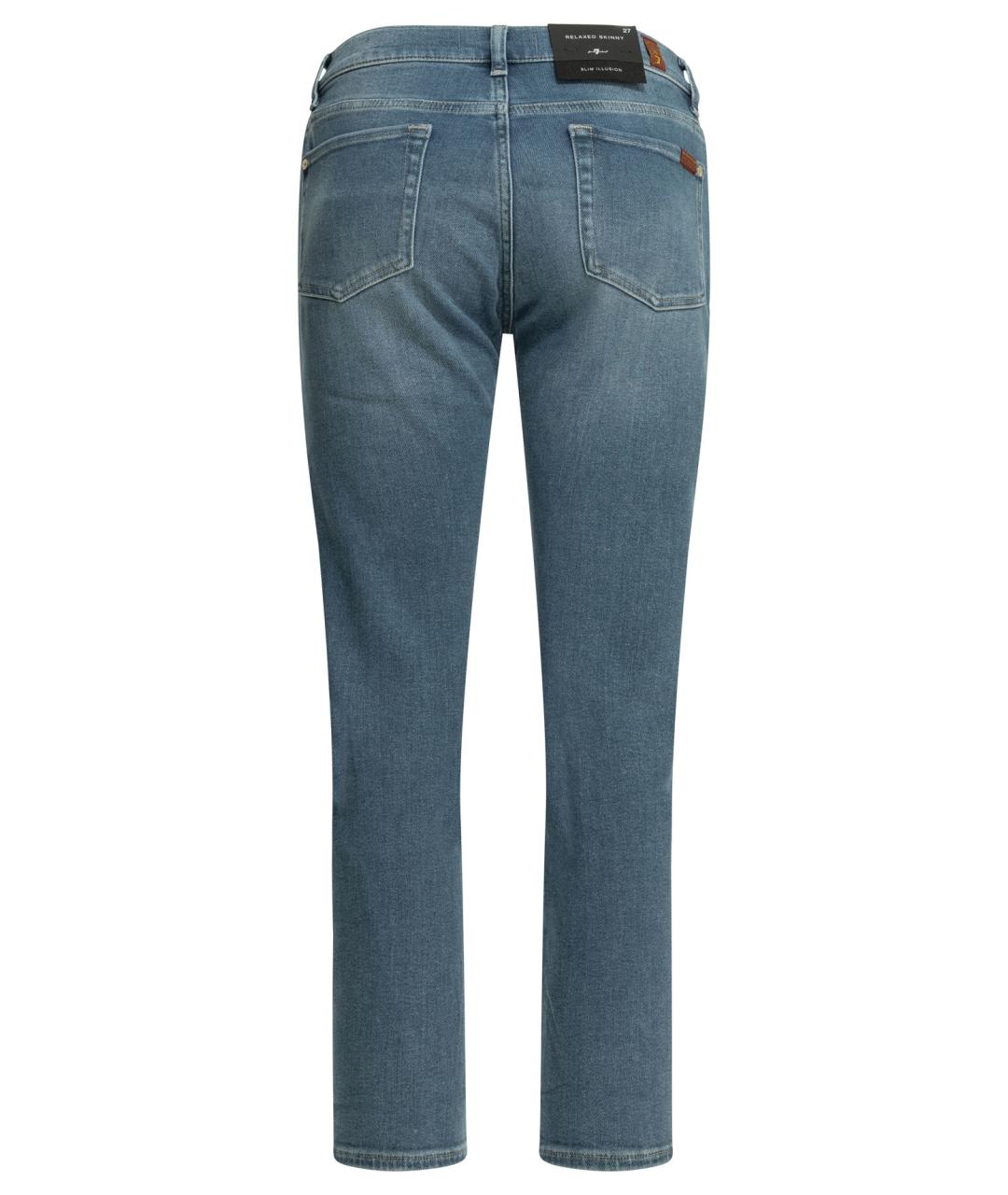 7 FOR ALL MANKIND Голубые хлопковые джинсы слим, фото 2