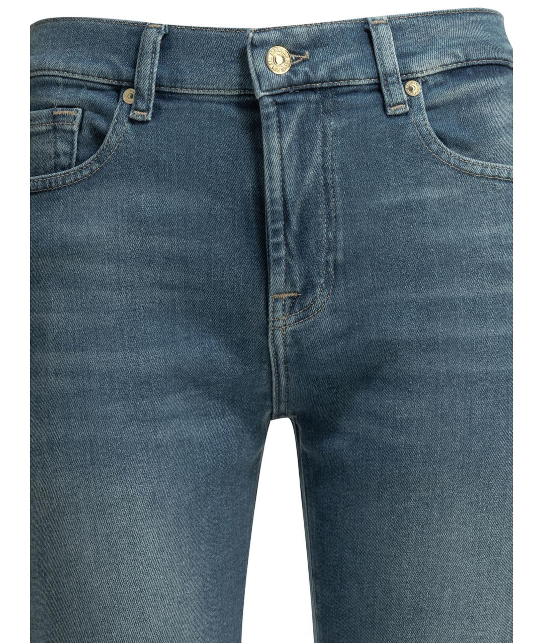 7 FOR ALL MANKIND Голубые хлопковые джинсы слим, фото 3