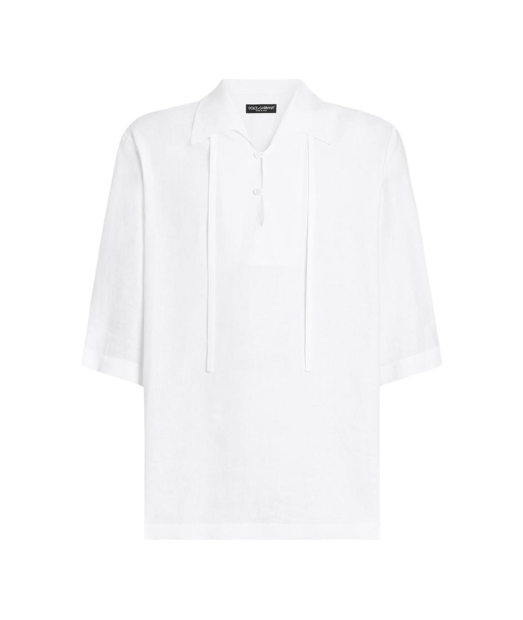 DOLCE&GABBANA Белая льняная кэжуал рубашка, фото 1
