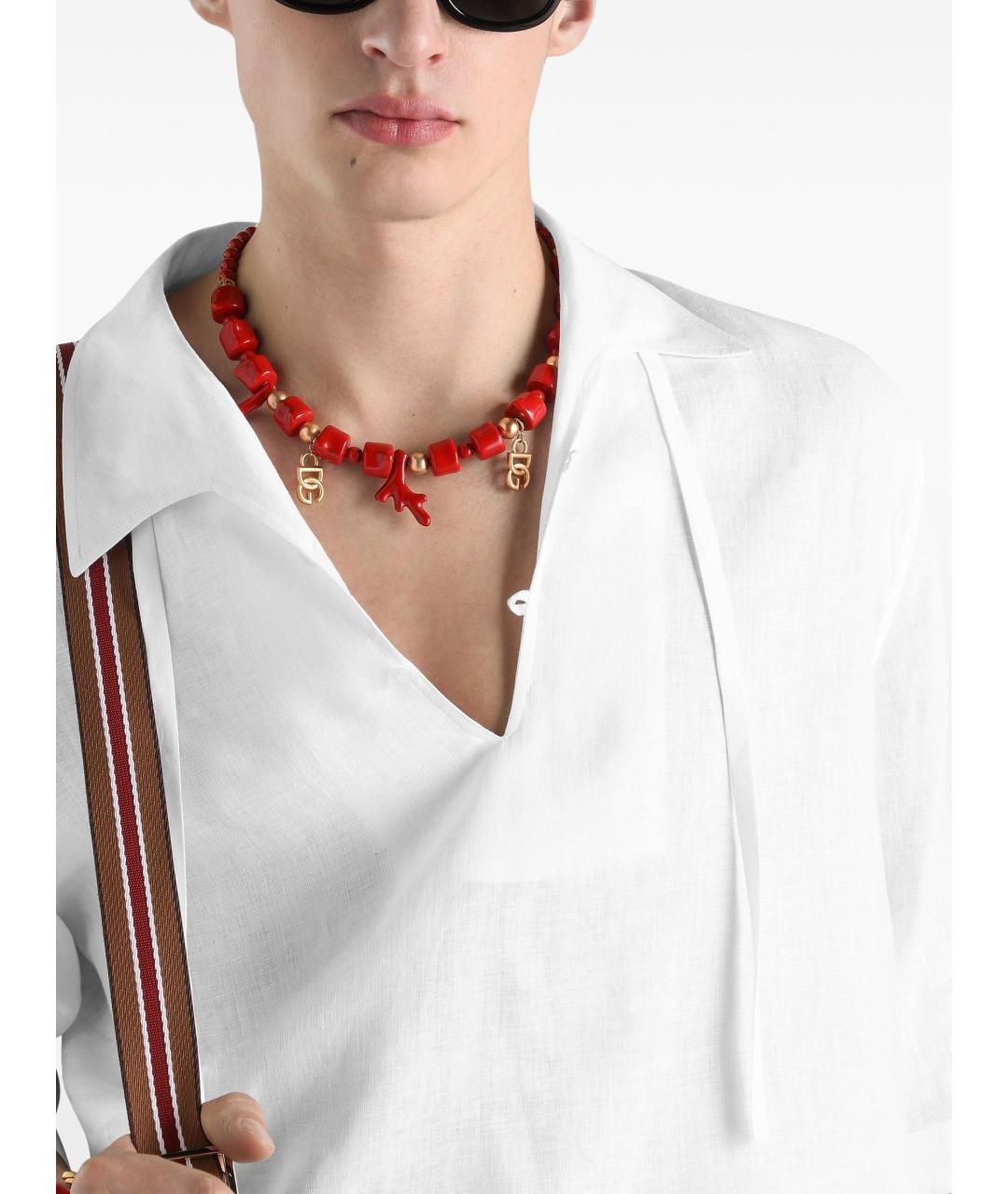 DOLCE&GABBANA Белая льняная кэжуал рубашка, фото 4