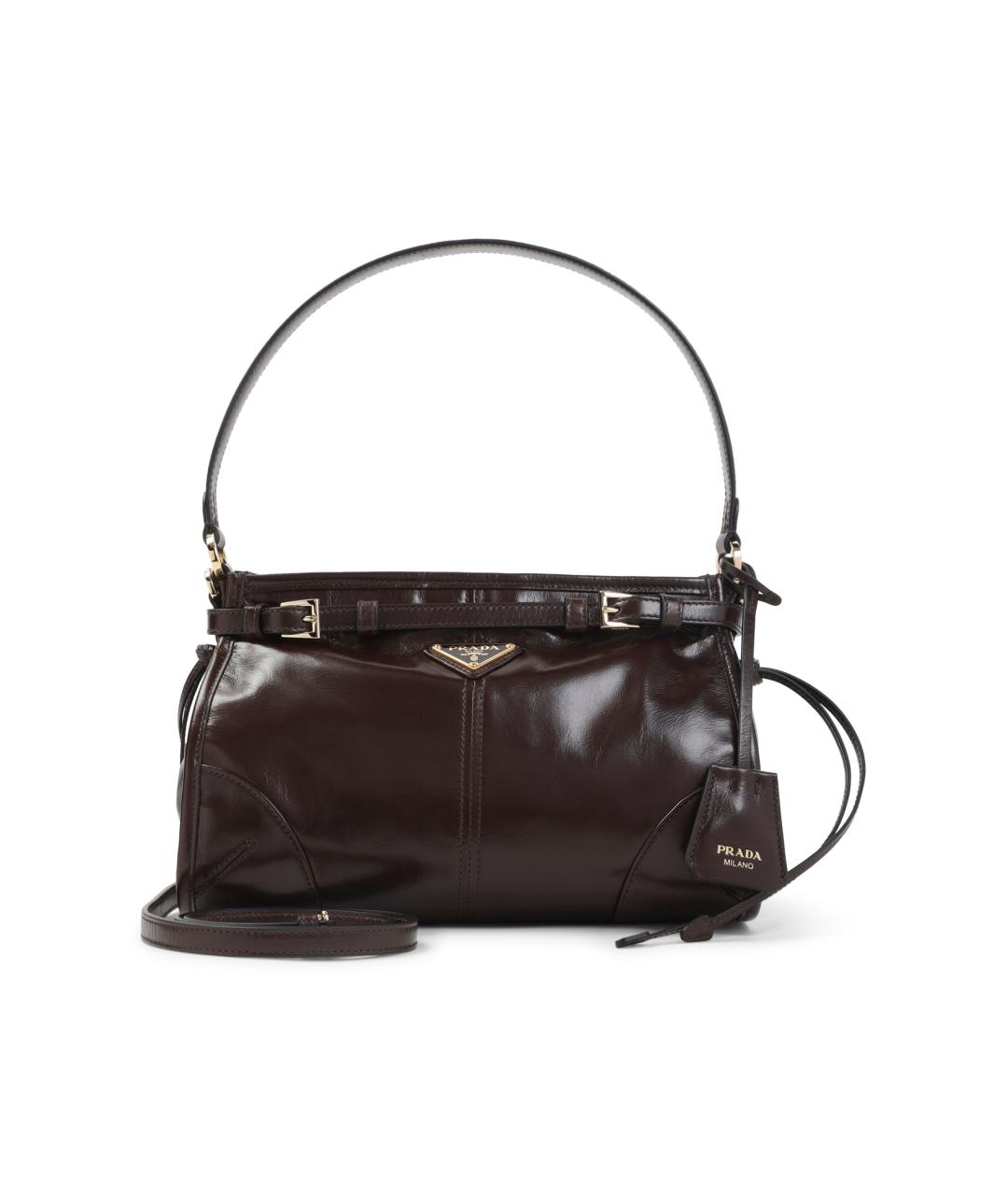 PRADA Коричневая кожаная сумка через плечо, фото 1