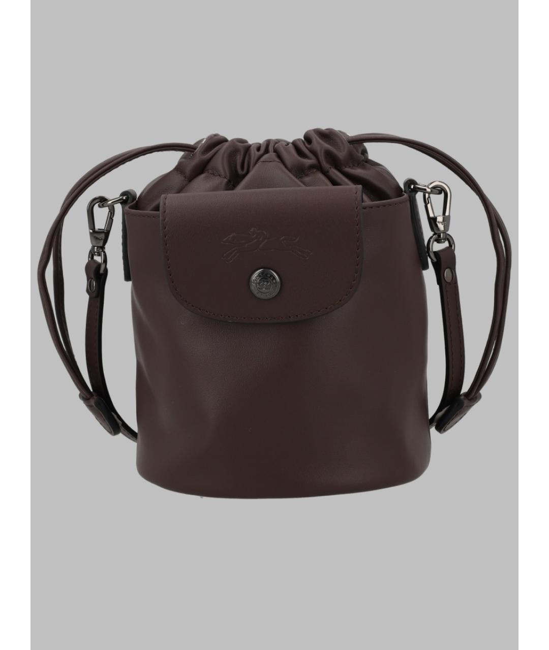 LONGCHAMP Коричневая кожаная сумка через плечо, фото 5
