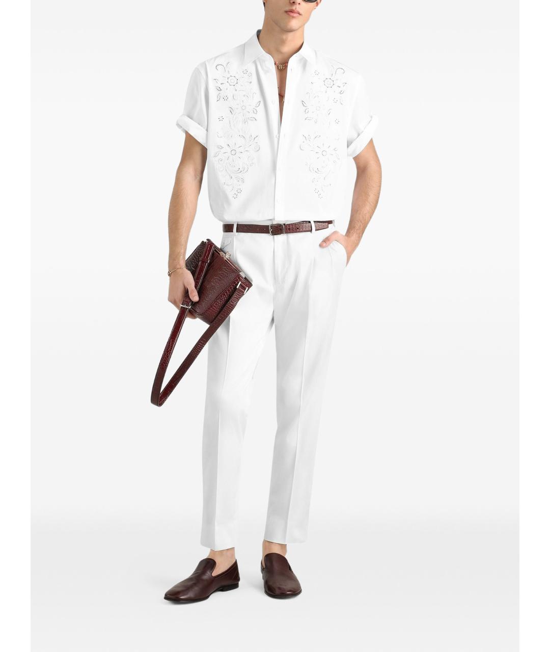 DOLCE&GABBANA Белые хлопковые повседневные брюки, фото 2