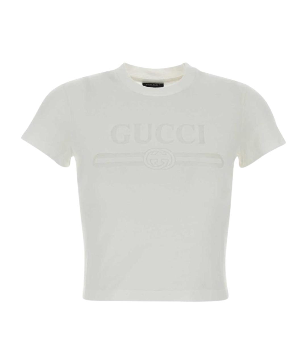 GUCCI Белая хлопковая футболка, фото 1