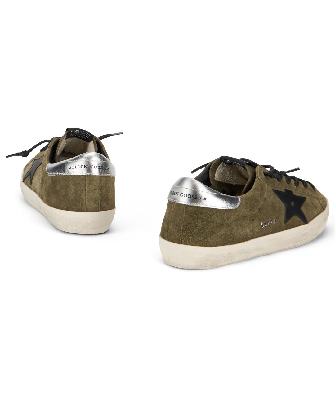 GOLDEN GOOSE Хаки замшевые низкие кроссовки / кеды, фото 3