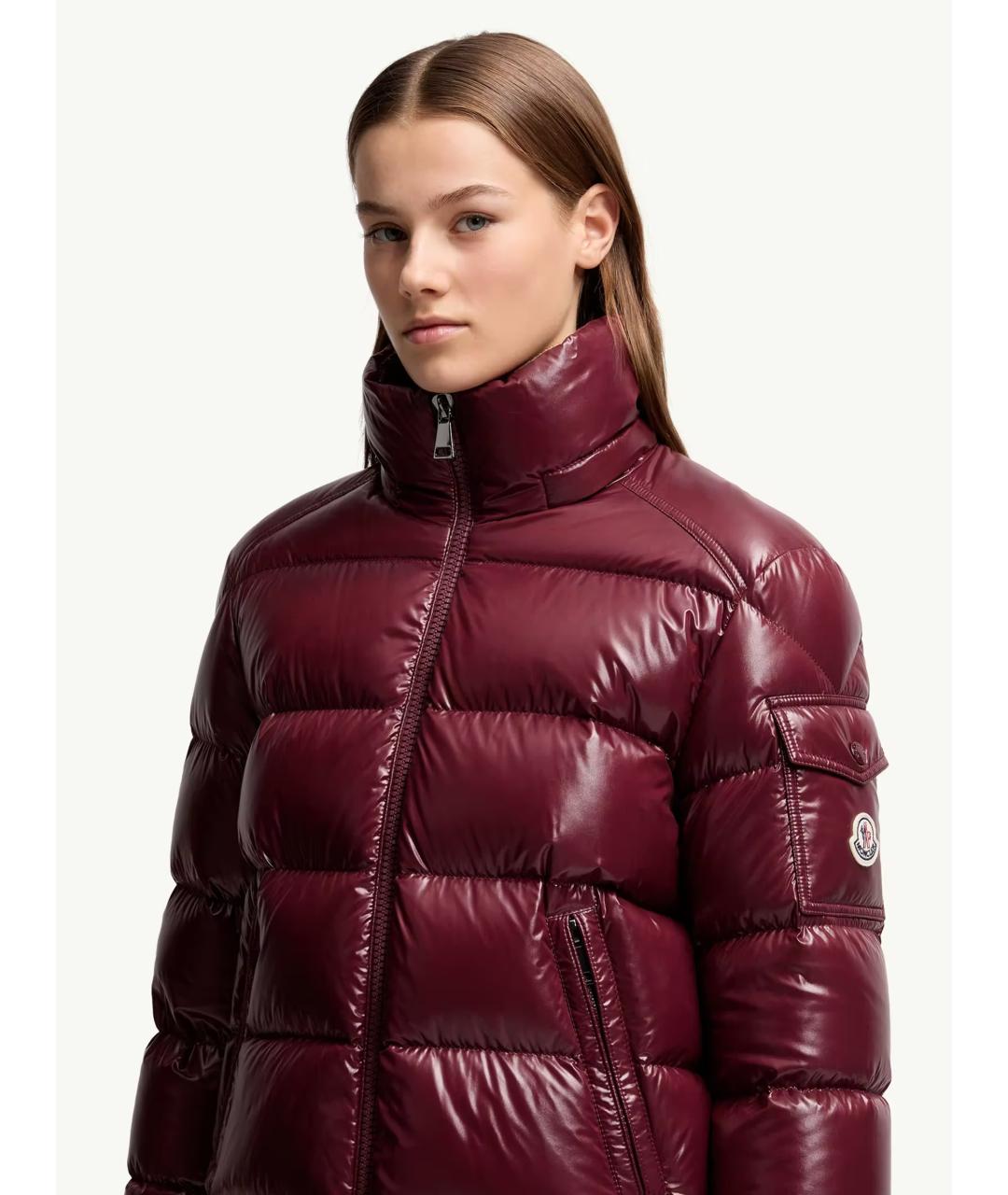 MONCLER Бордовая полиамидовая куртка, фото 5