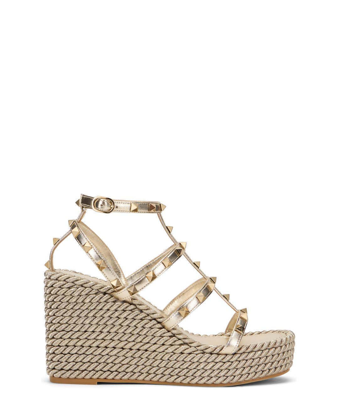 VALENTINO Золотые кожаные босоножки, фото 1