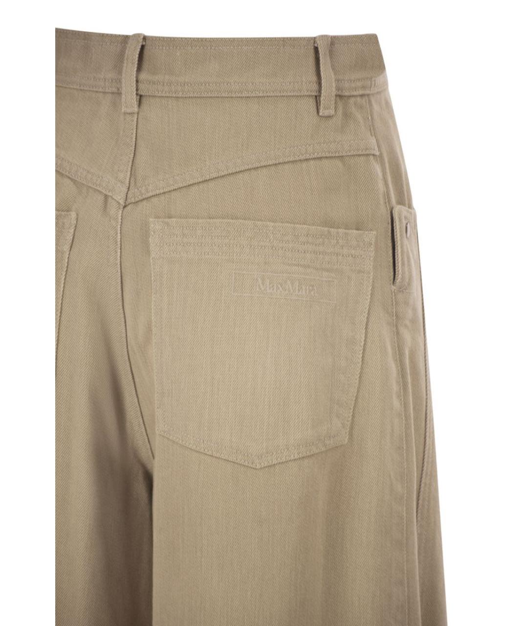 MAX MARA Бежевые хлопковые брюки широкие, фото 4