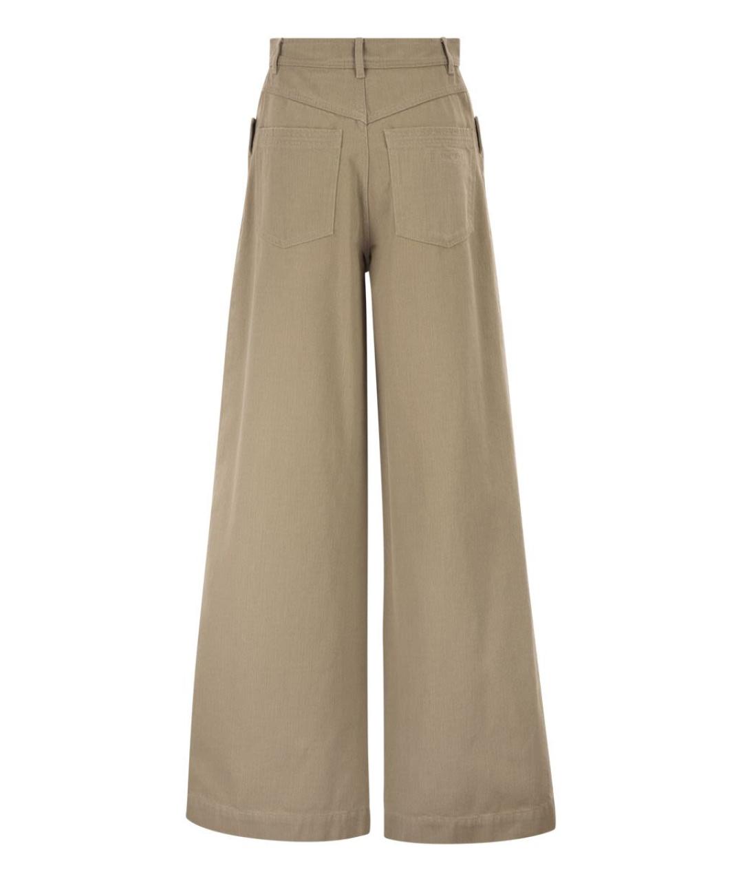 MAX MARA Бежевые хлопковые брюки широкие, фото 2