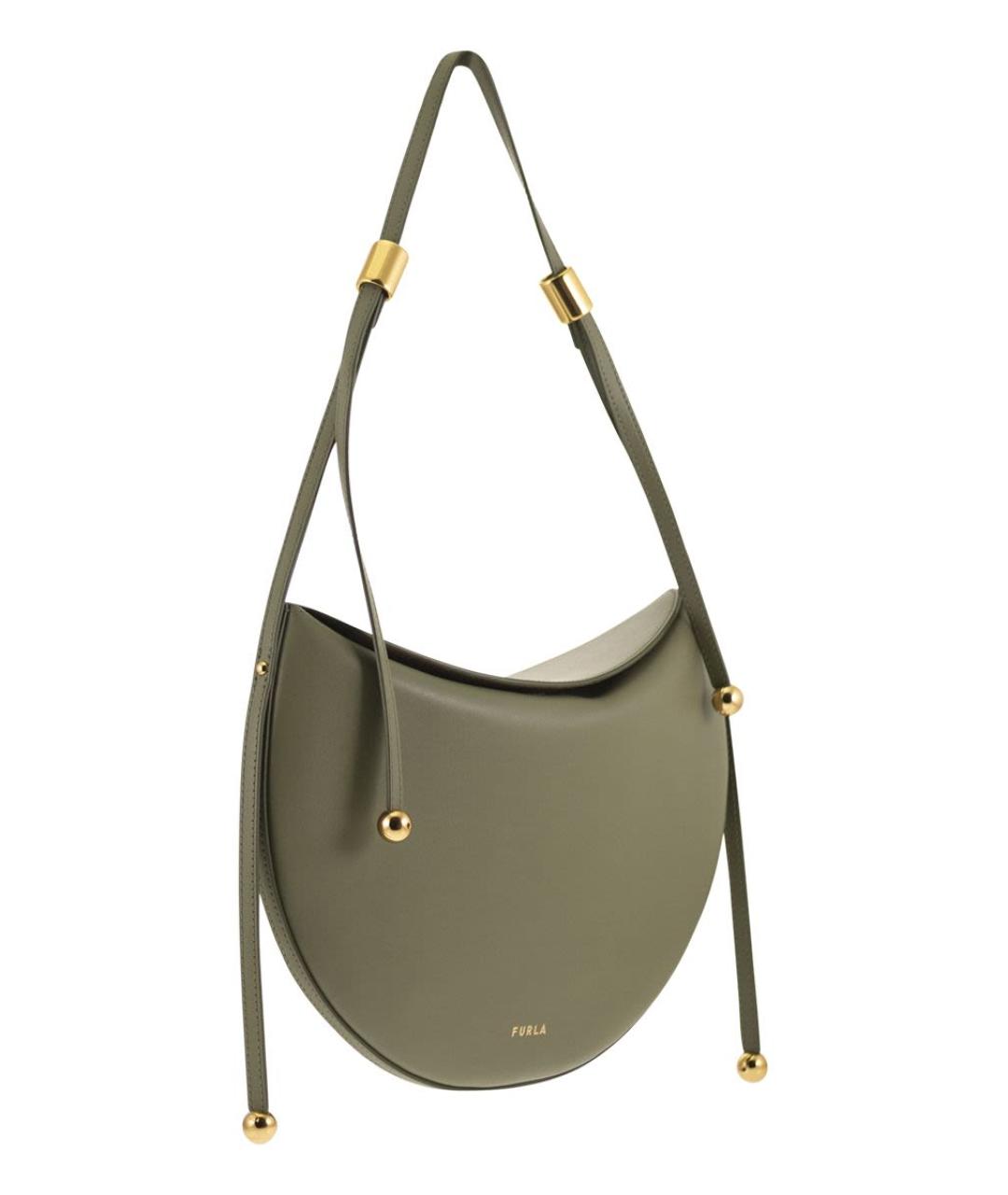 FURLA Зеленая кожаная сумка через плечо, фото 4