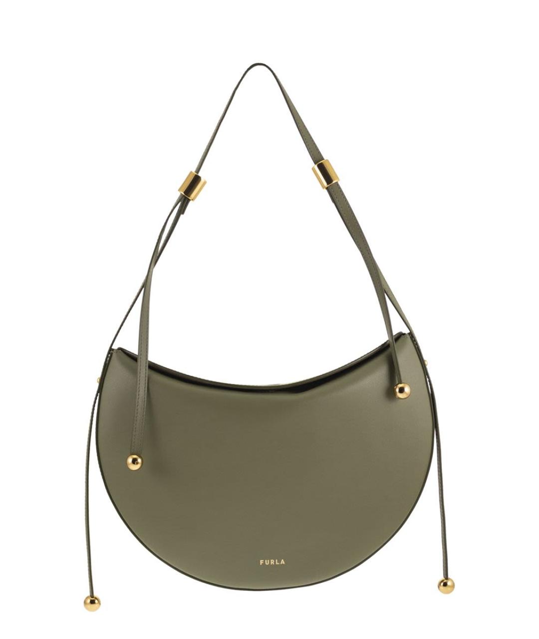 FURLA Зеленая кожаная сумка через плечо, фото 1