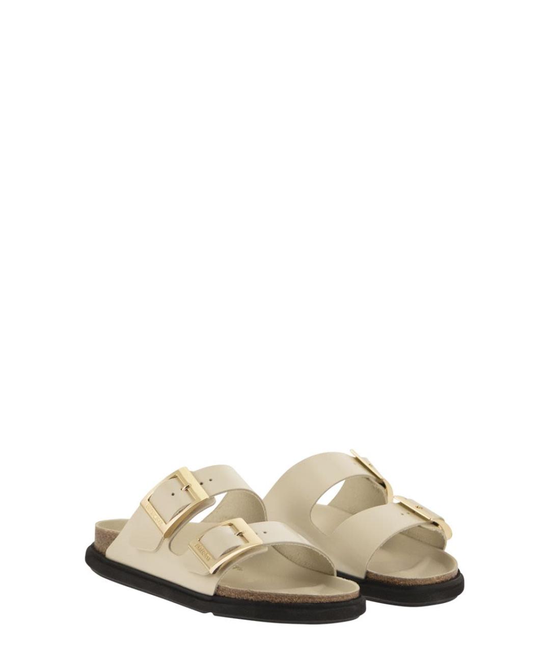BIRKENSTOCK Бежевые кожаные сандалии, фото 4