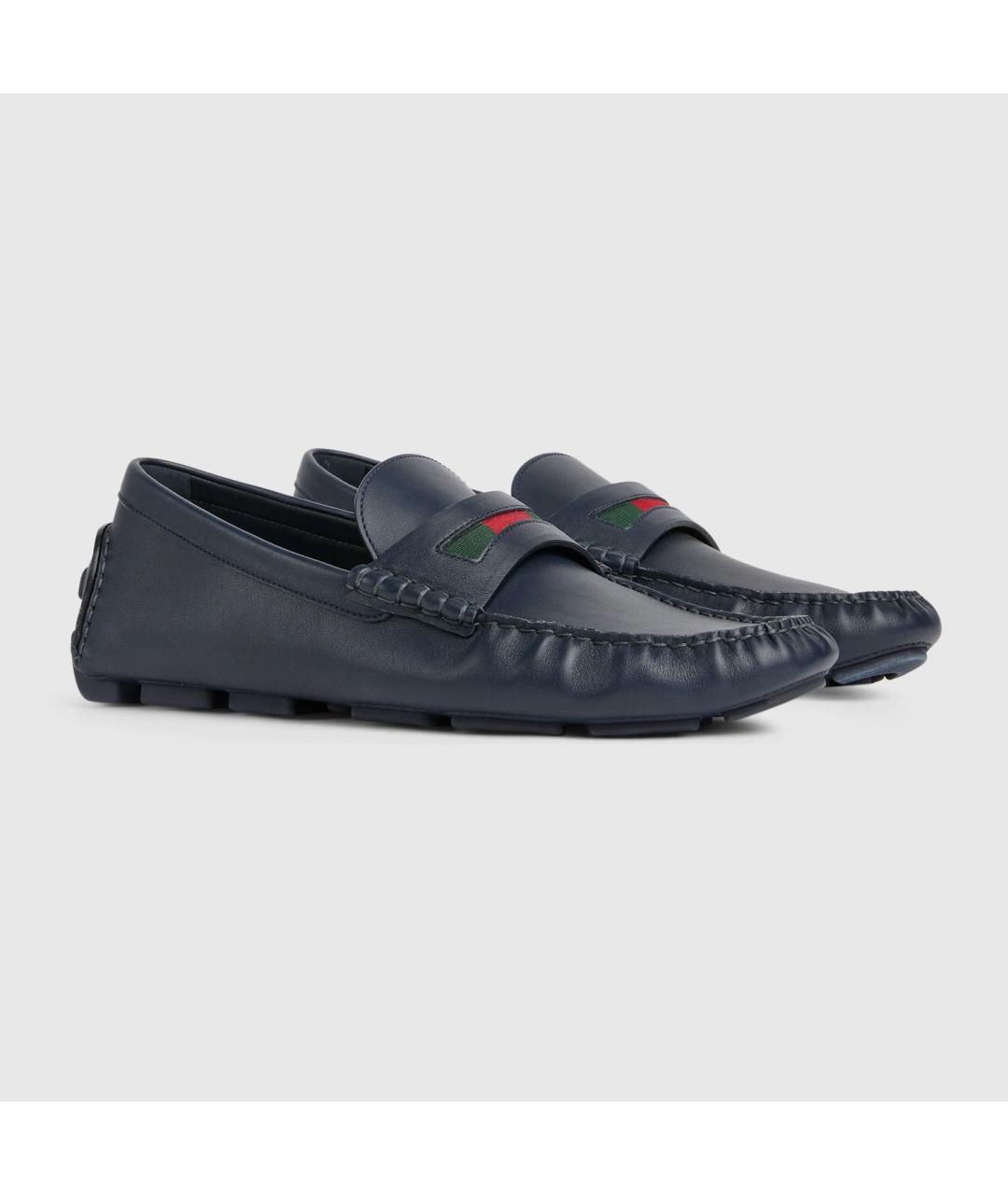 GUCCI Синие кожаные лоферы, фото 2