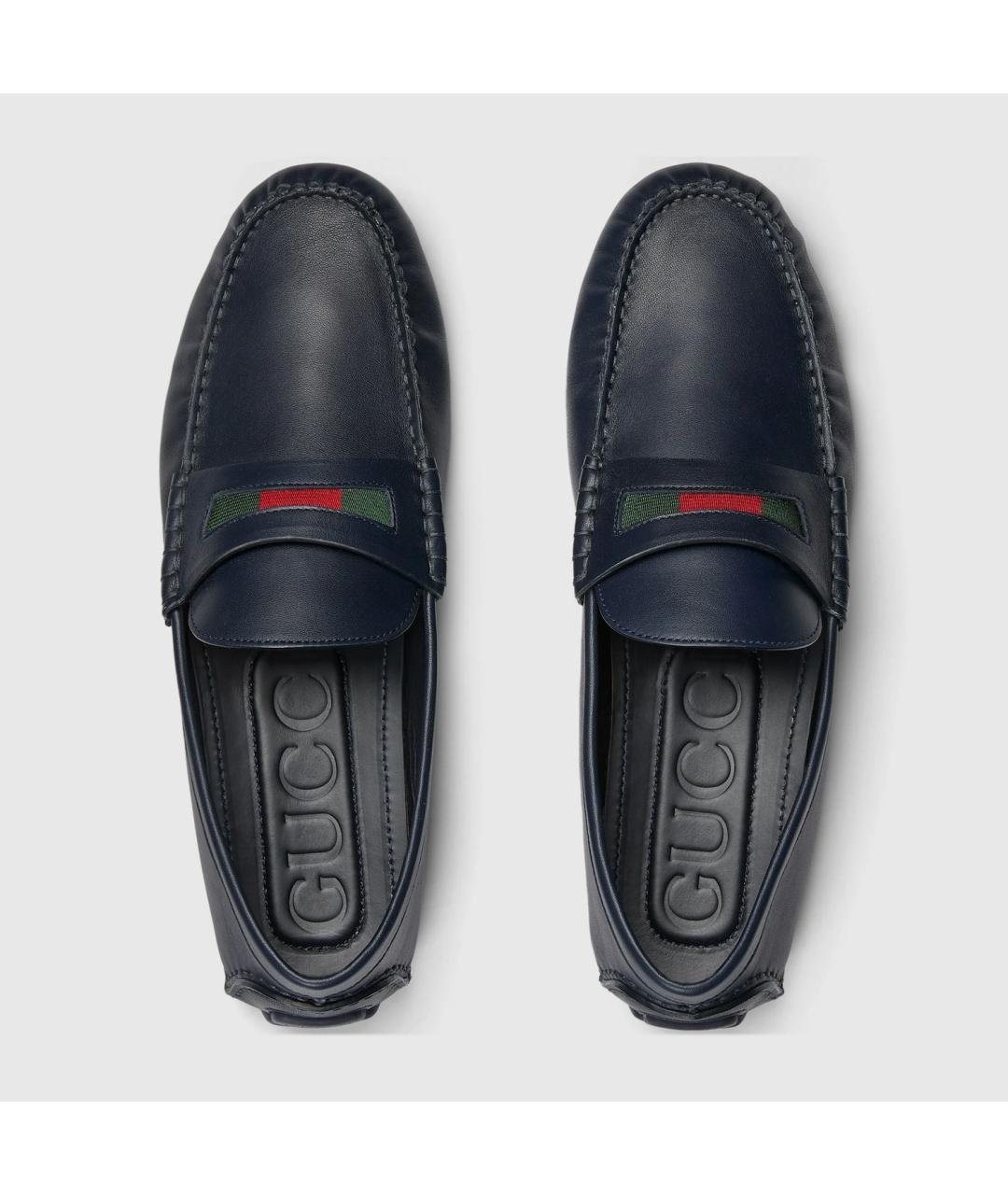 GUCCI Синие кожаные лоферы, фото 4