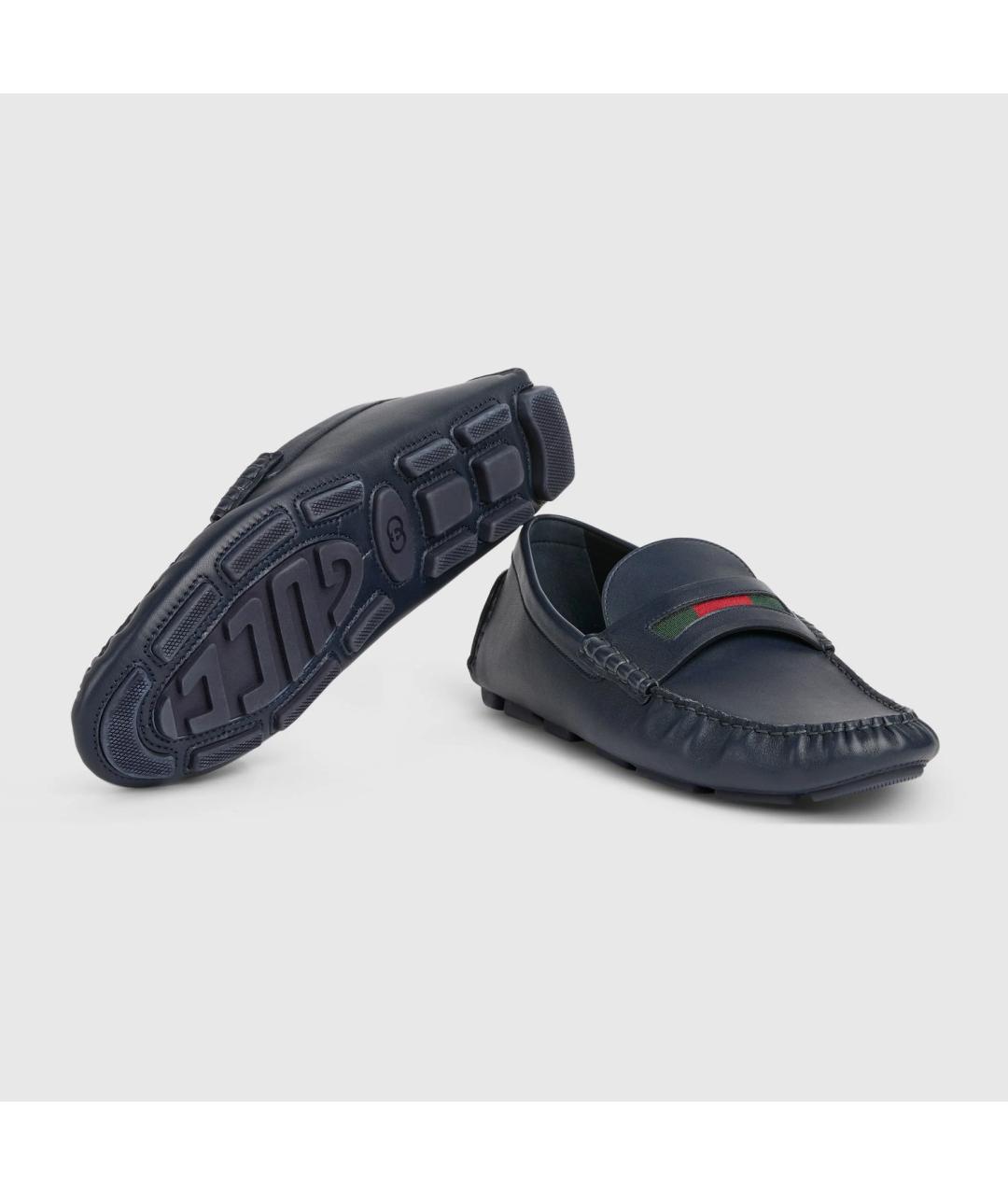 GUCCI Синие кожаные лоферы, фото 5