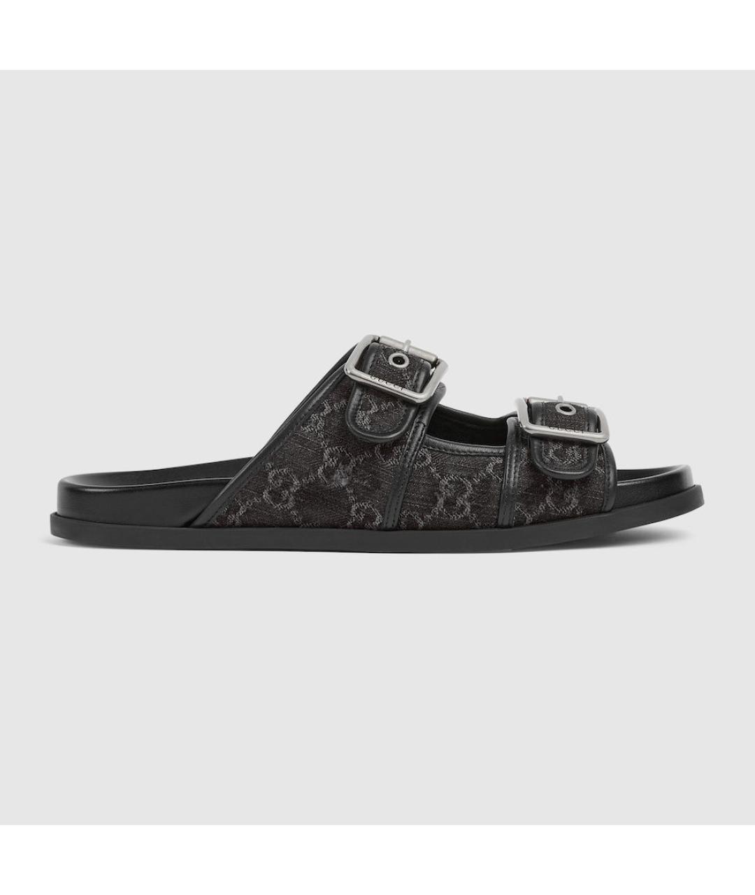 GUCCI Черные текстильные сандалии, фото 5