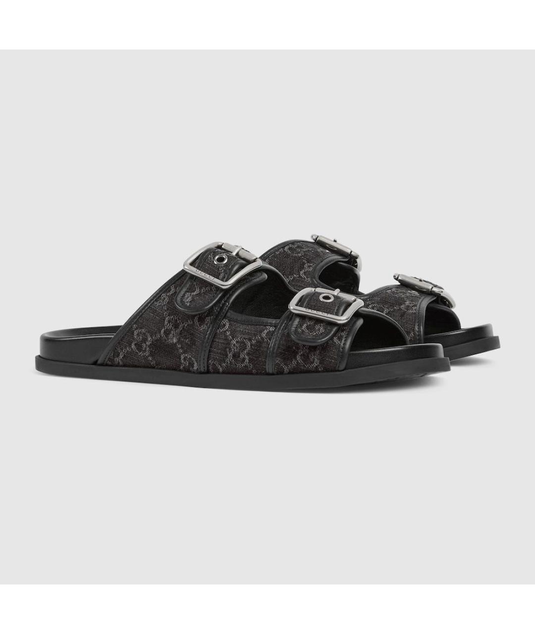 GUCCI Черные текстильные сандалии, фото 2